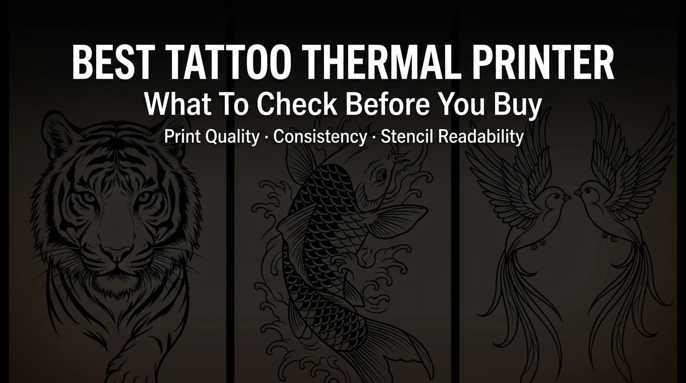 Tiger, koi fish and love birds tattoo stencil collage - best tattoo thermal printer guide