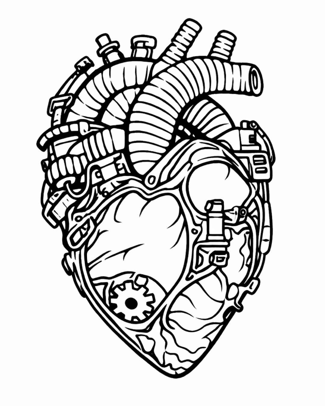 Clean tattoo stencil detail level preview with simplified linework