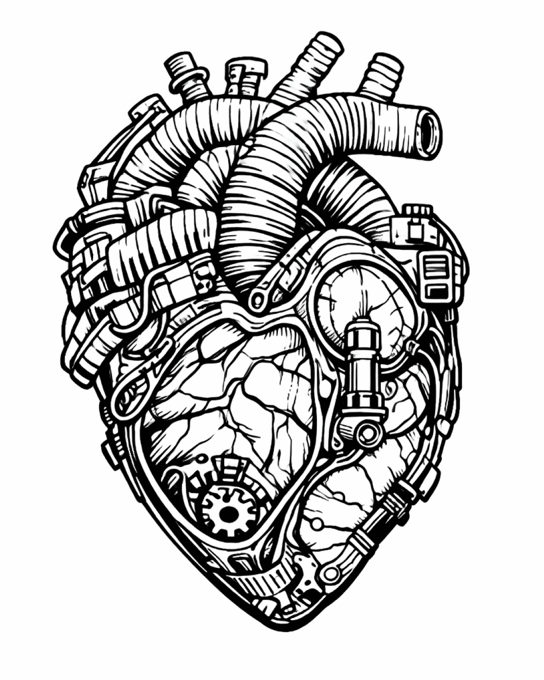 Rich tattoo stencil detail level preview with more internal detail