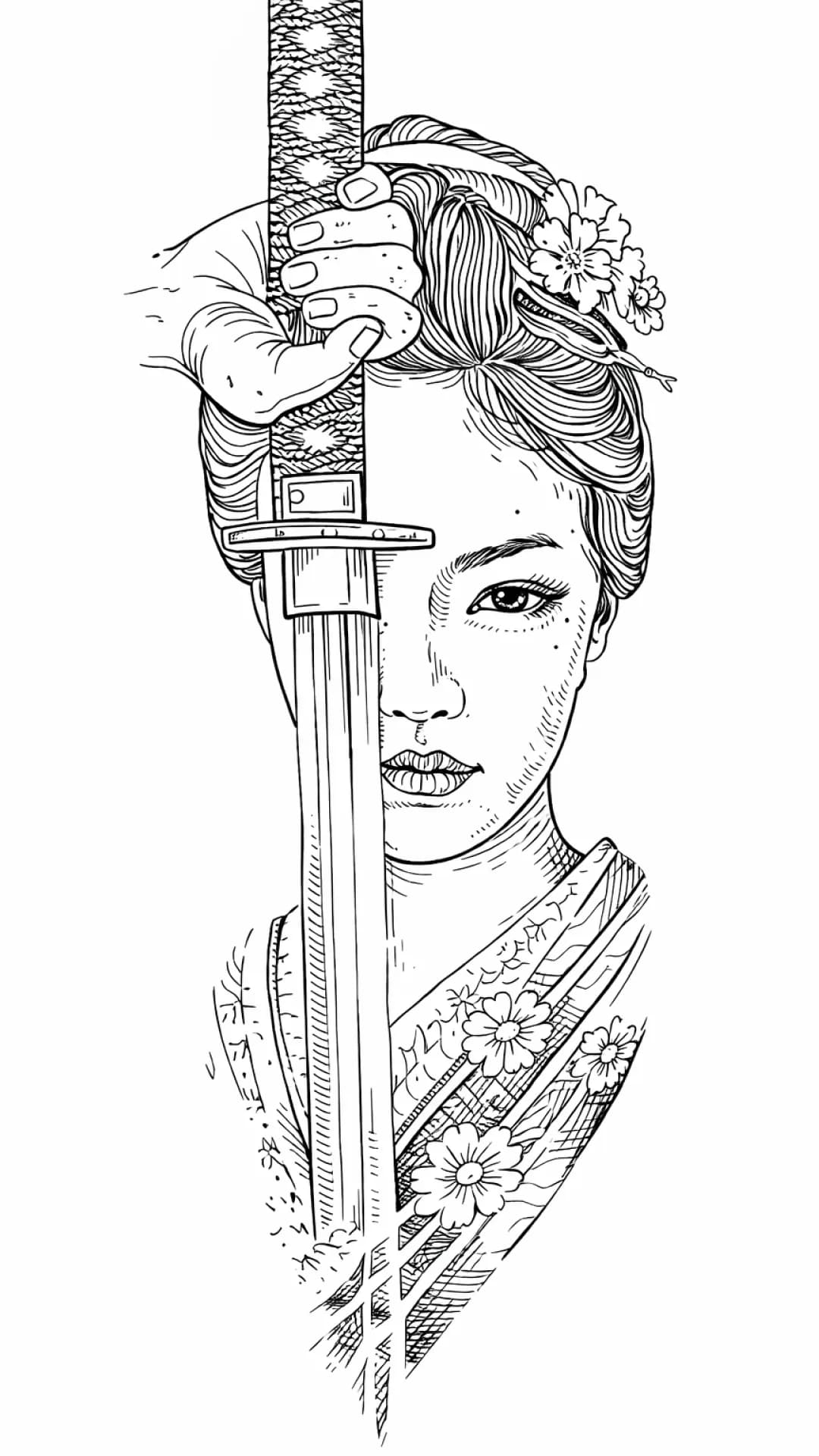 Tattoo stencil generated from a source photo inside StencilStudio