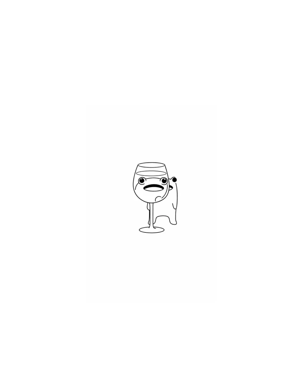 Frog behind wine glass tattoo stencil example