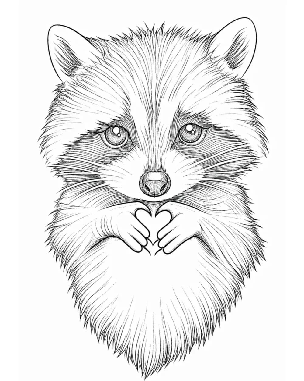 raccoon portrait tattoo stencil example