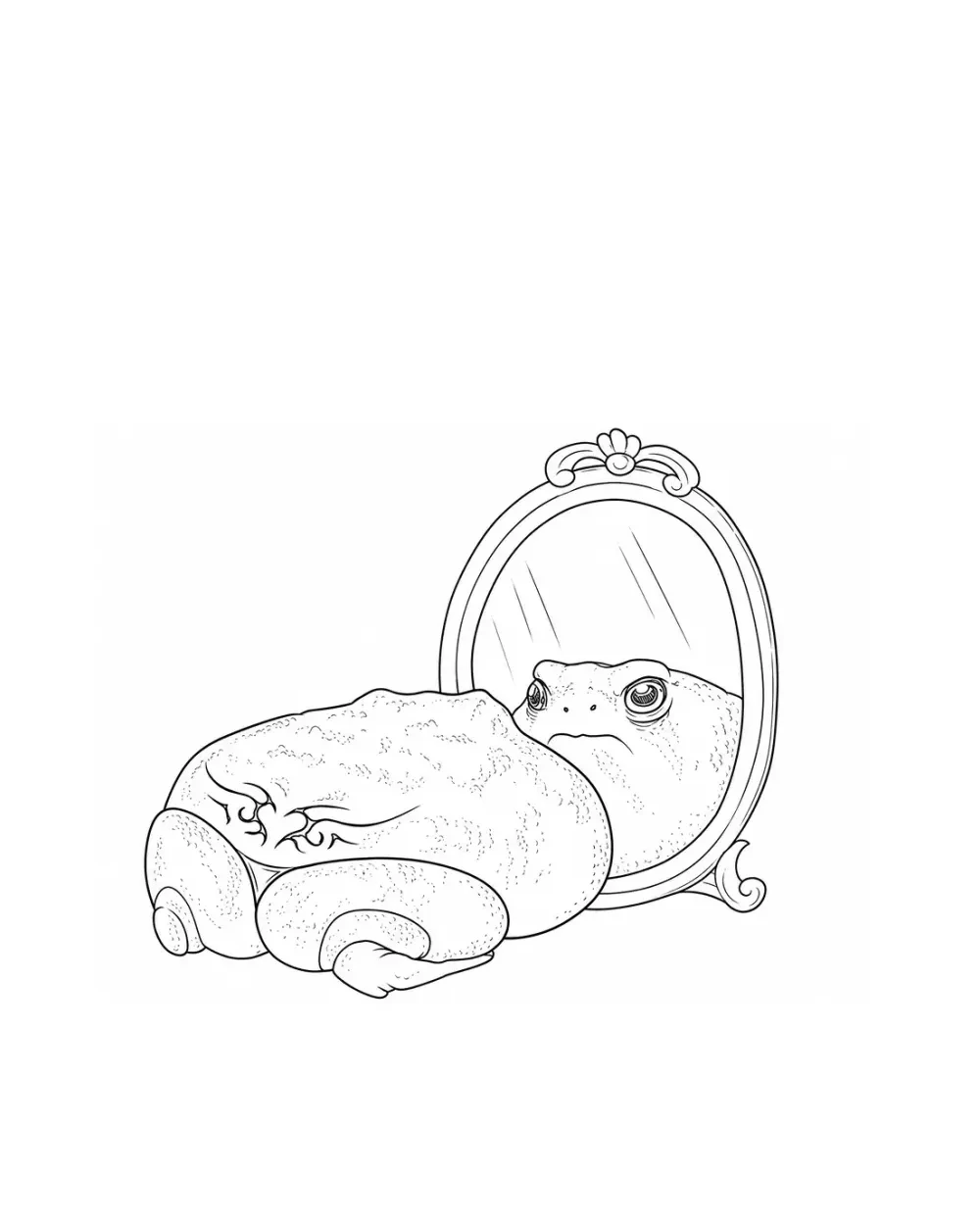 Toad at ornate mirror tattoo stencil example