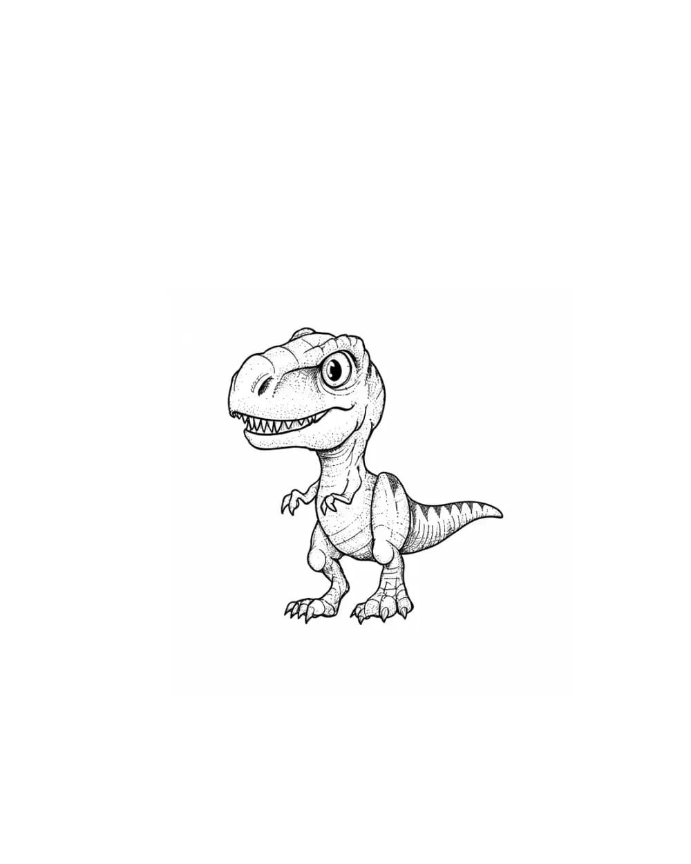 Baby T-Rex tattoo stencil with stippled detail