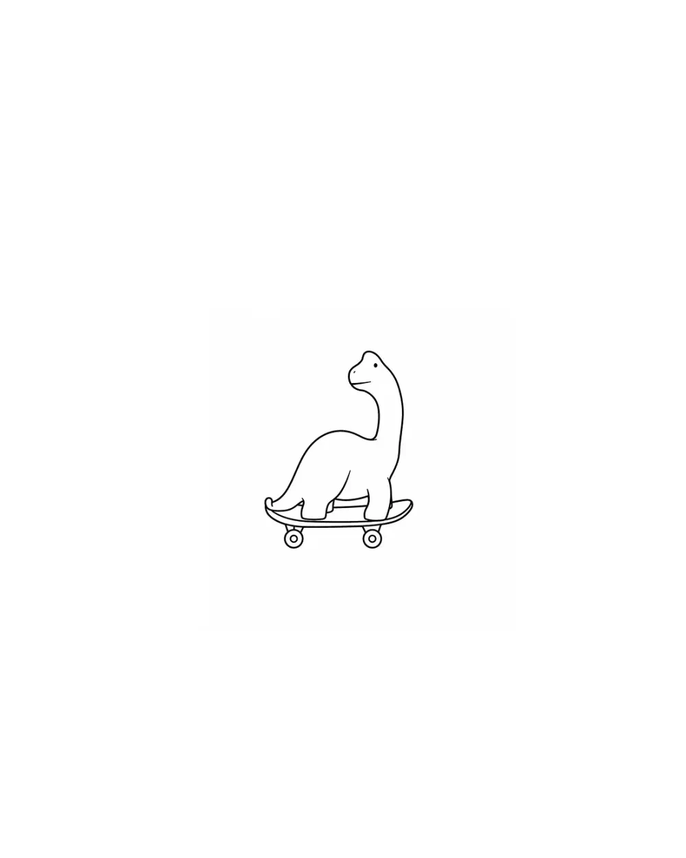 Long-neck dinosaur on skateboard tattoo stencil example
