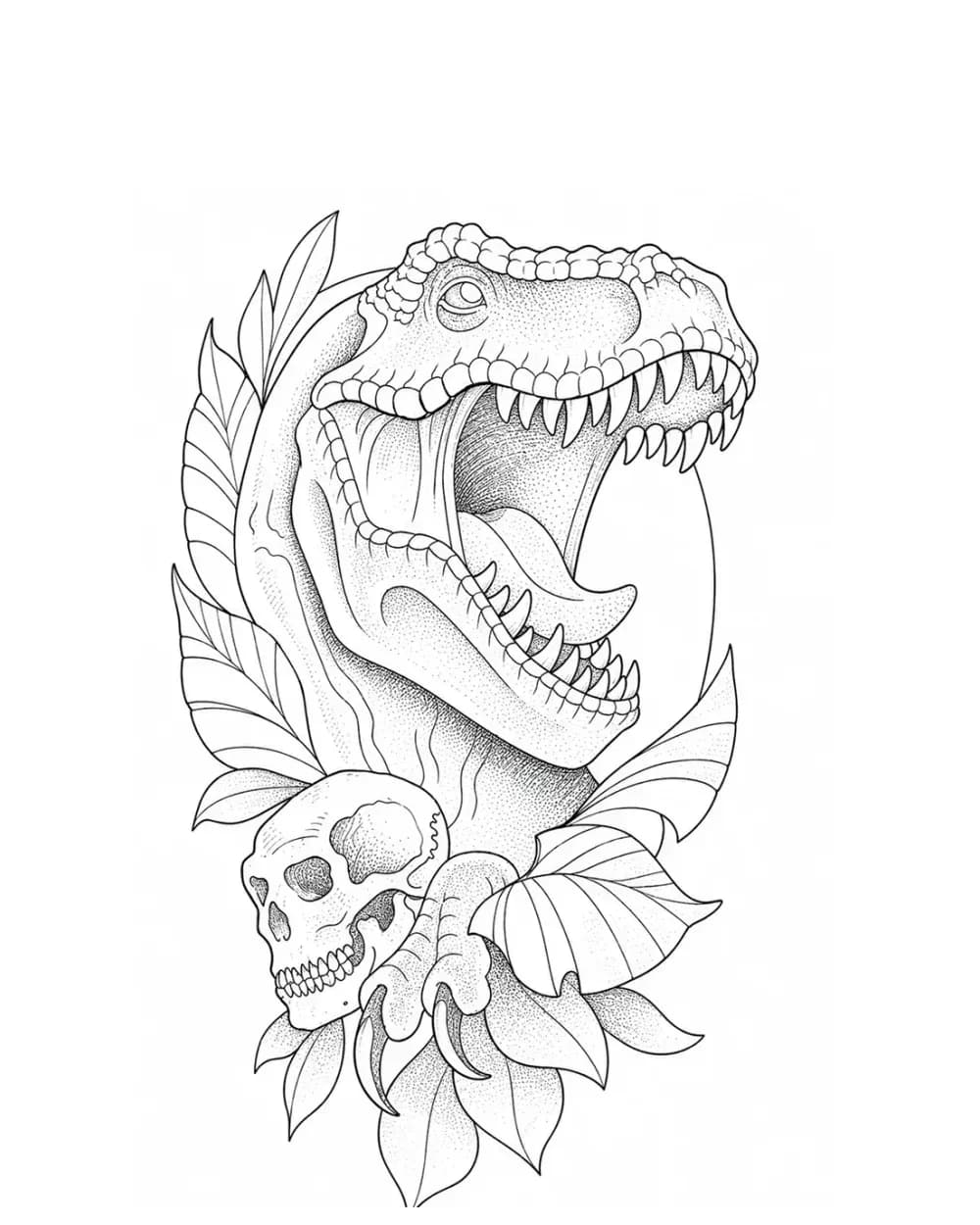t-rex tattoo stencil example