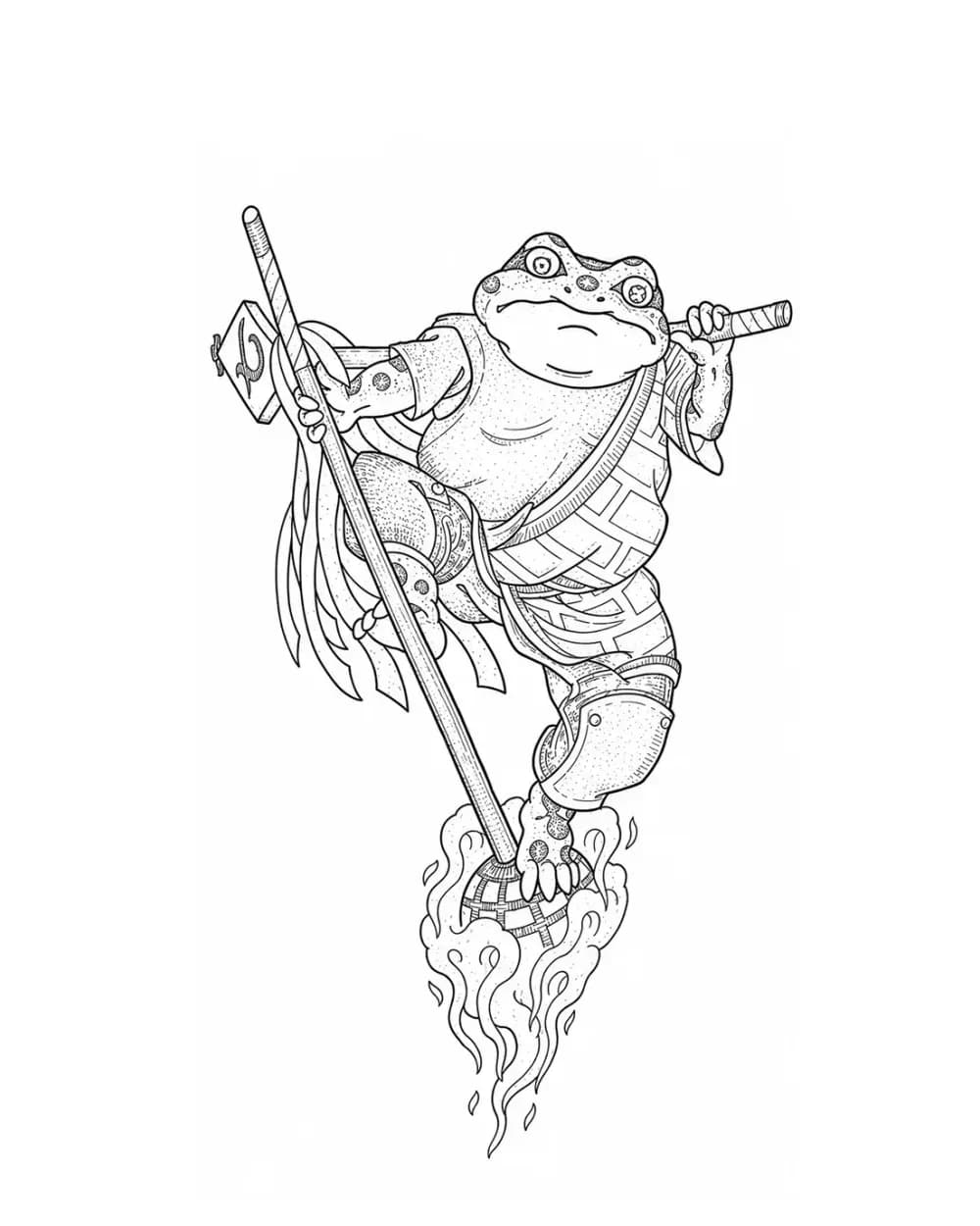 samurai frog tattoo stencil example