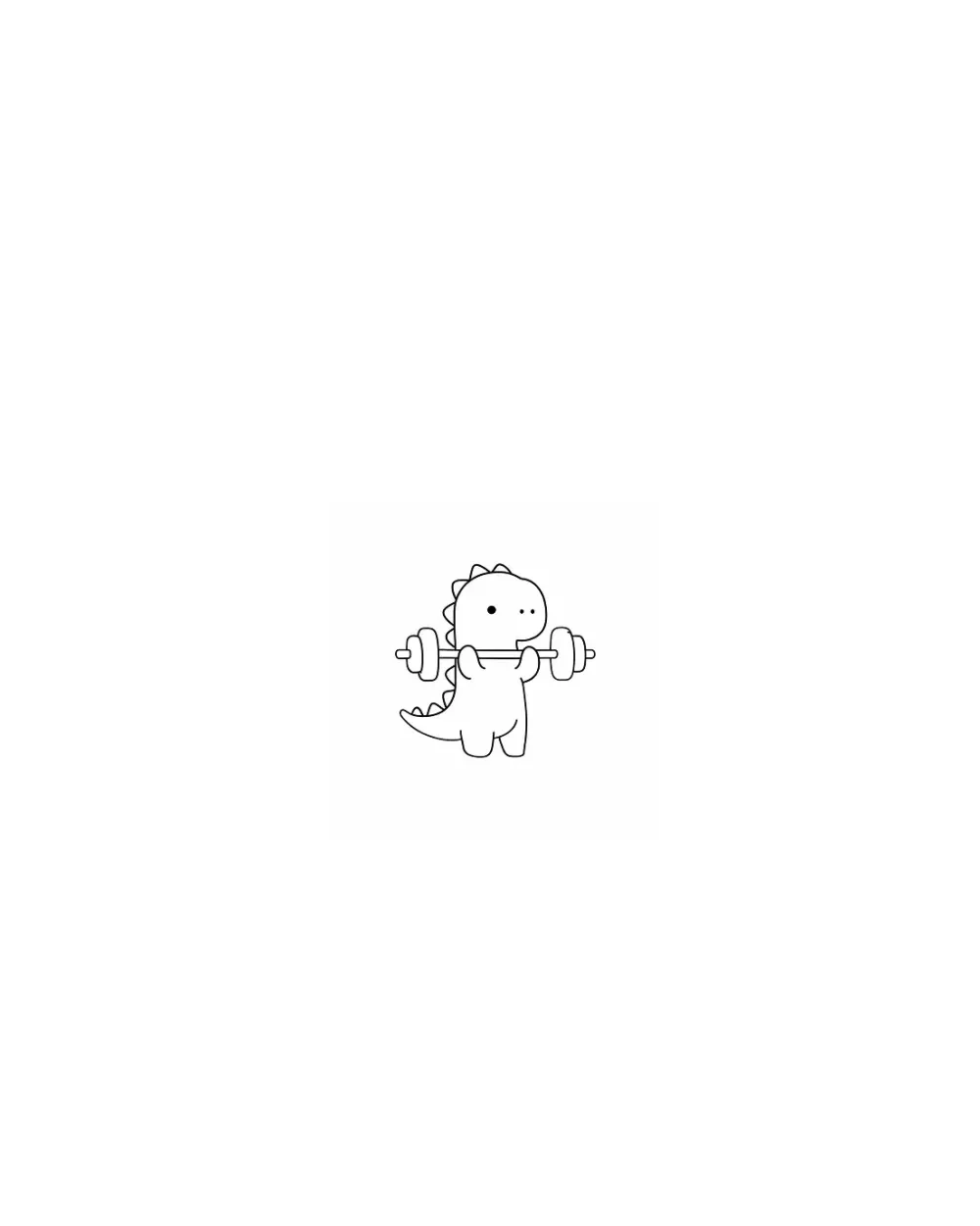 Fantasy tattoo stencil example featuring a cute dinosaur with weights