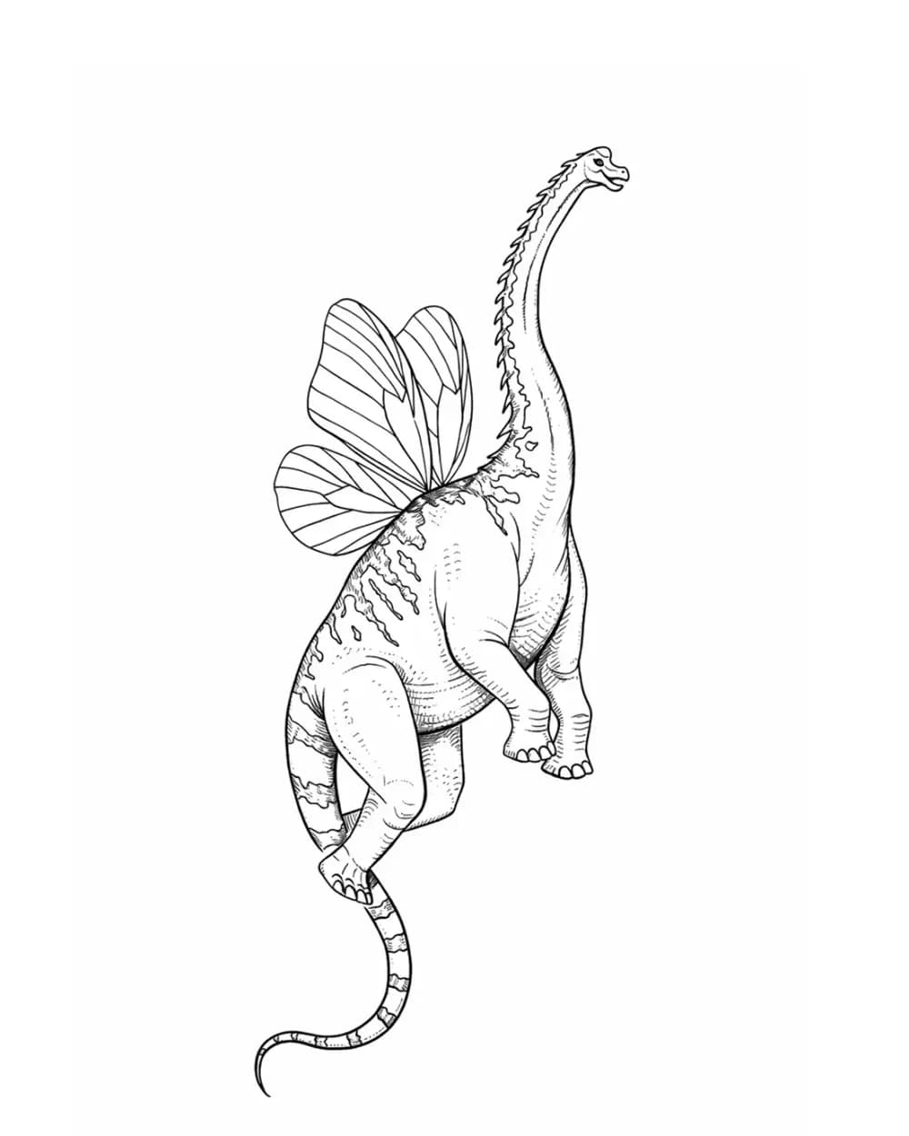 Fantasy tattoo stencil example featuring a winged dinosaur creature