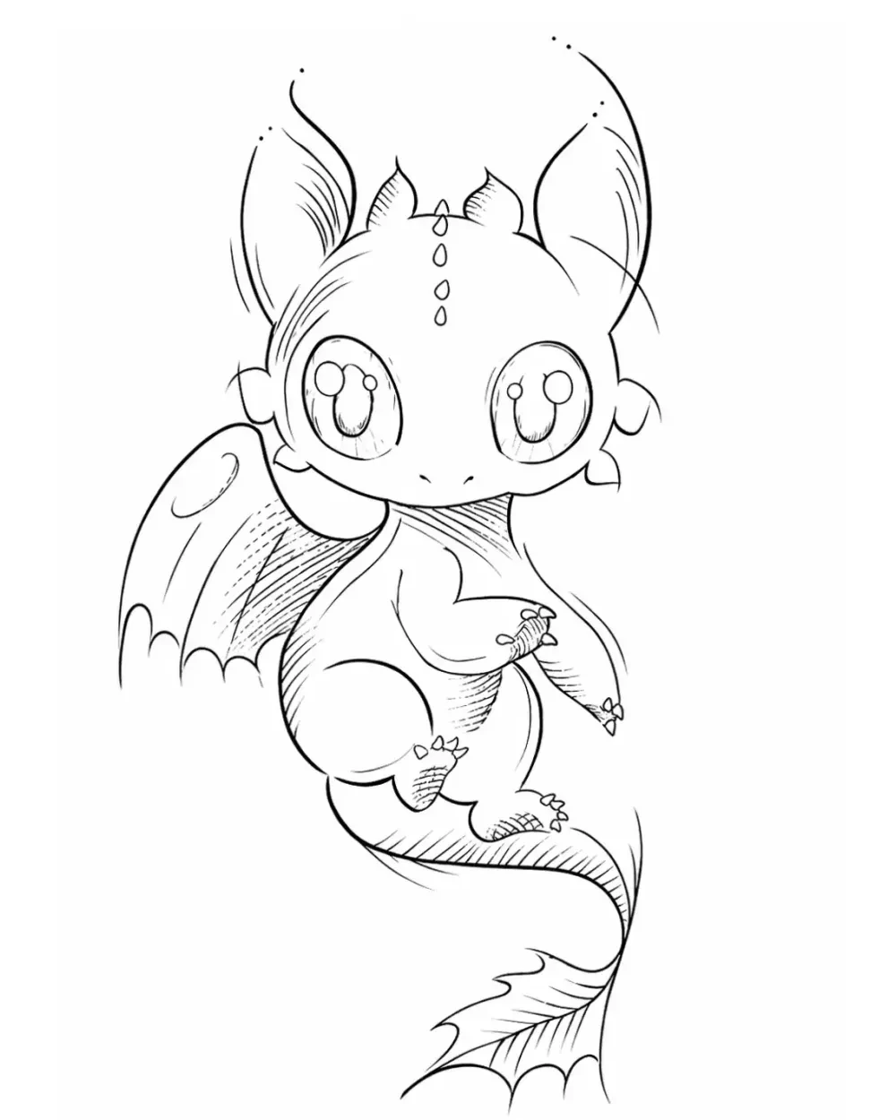 baby dragon tattoo stencil example