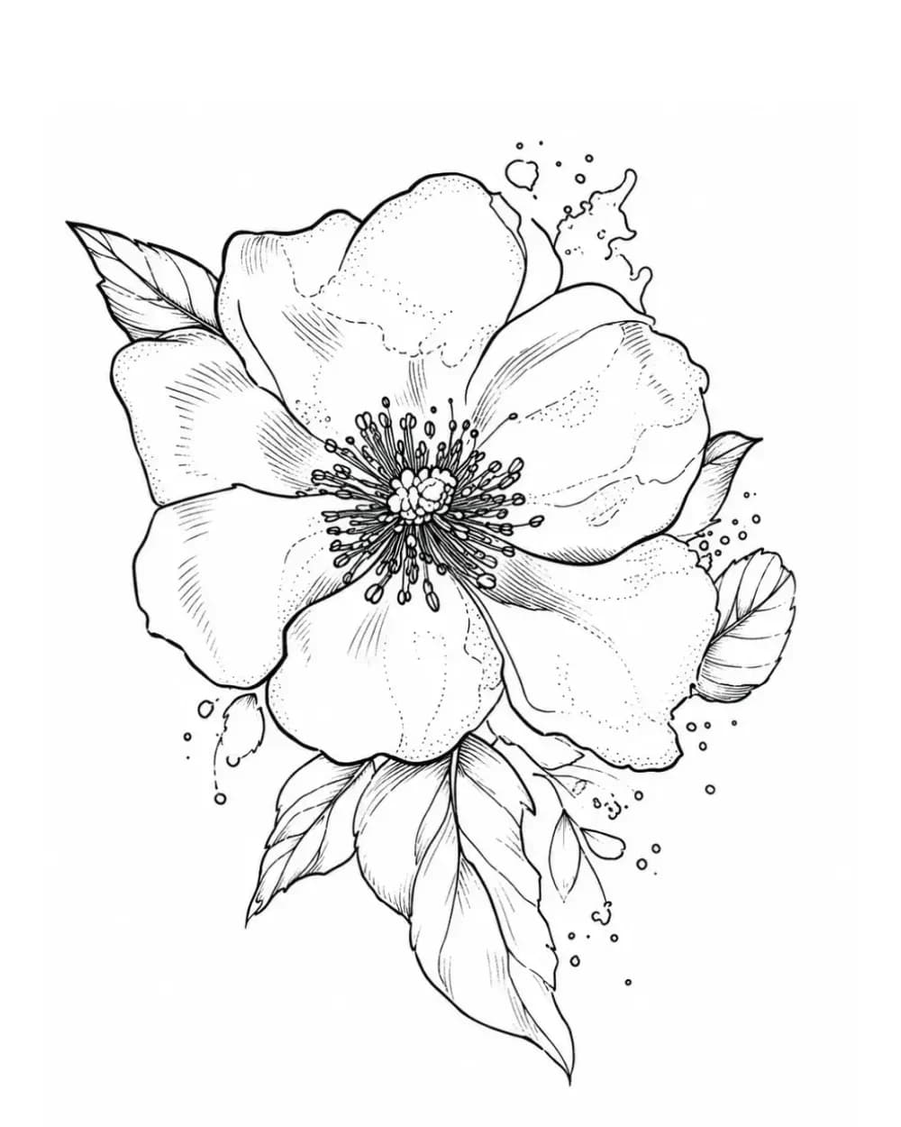 wild rose tattoo stencil example