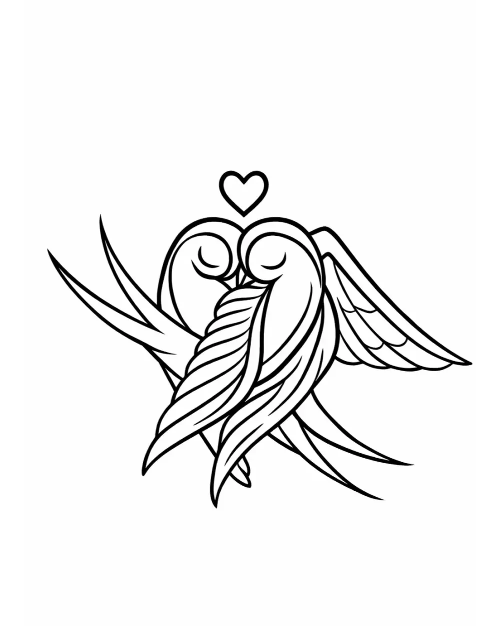 Symbol tattoo stencil example featuring love birds