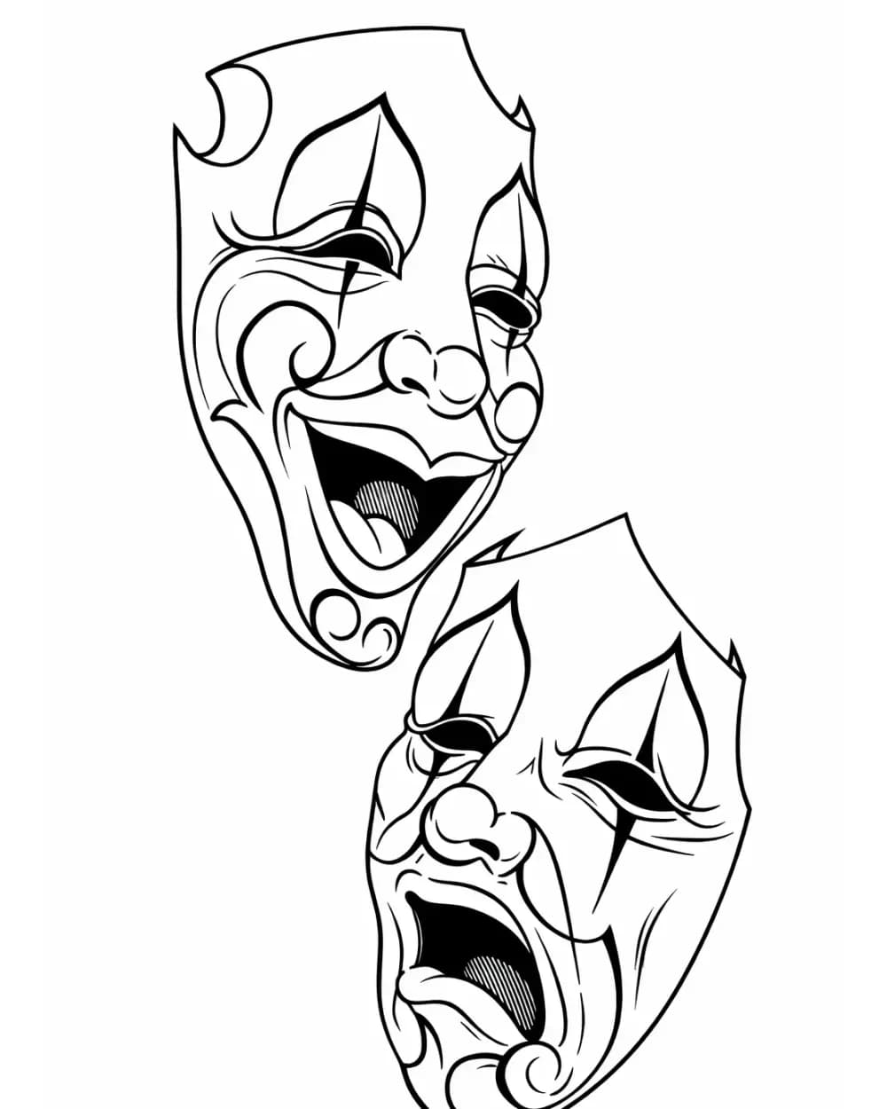 theater masks tattoo stencil example