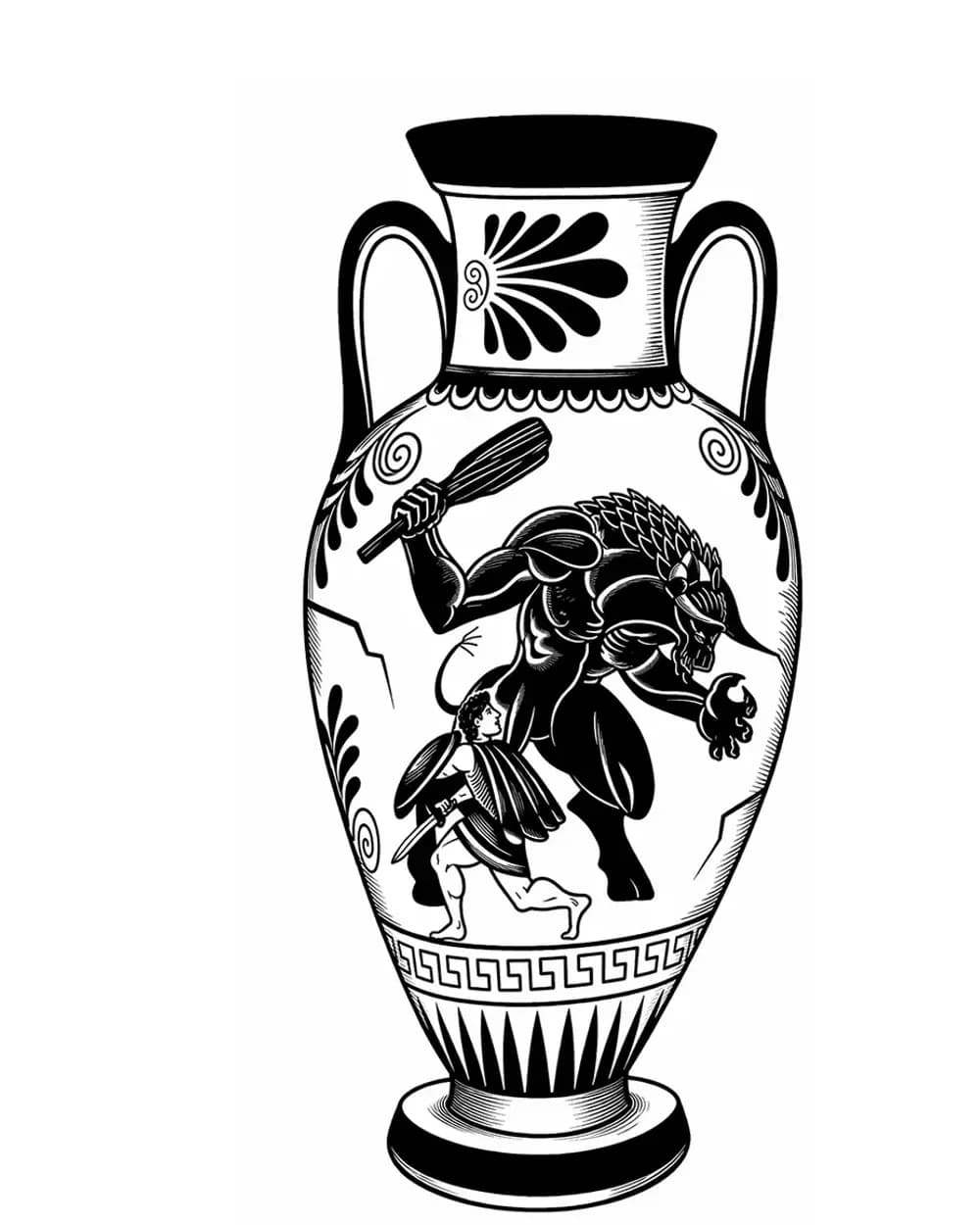 Symbol tattoo stencil example featuring a Greek amphora