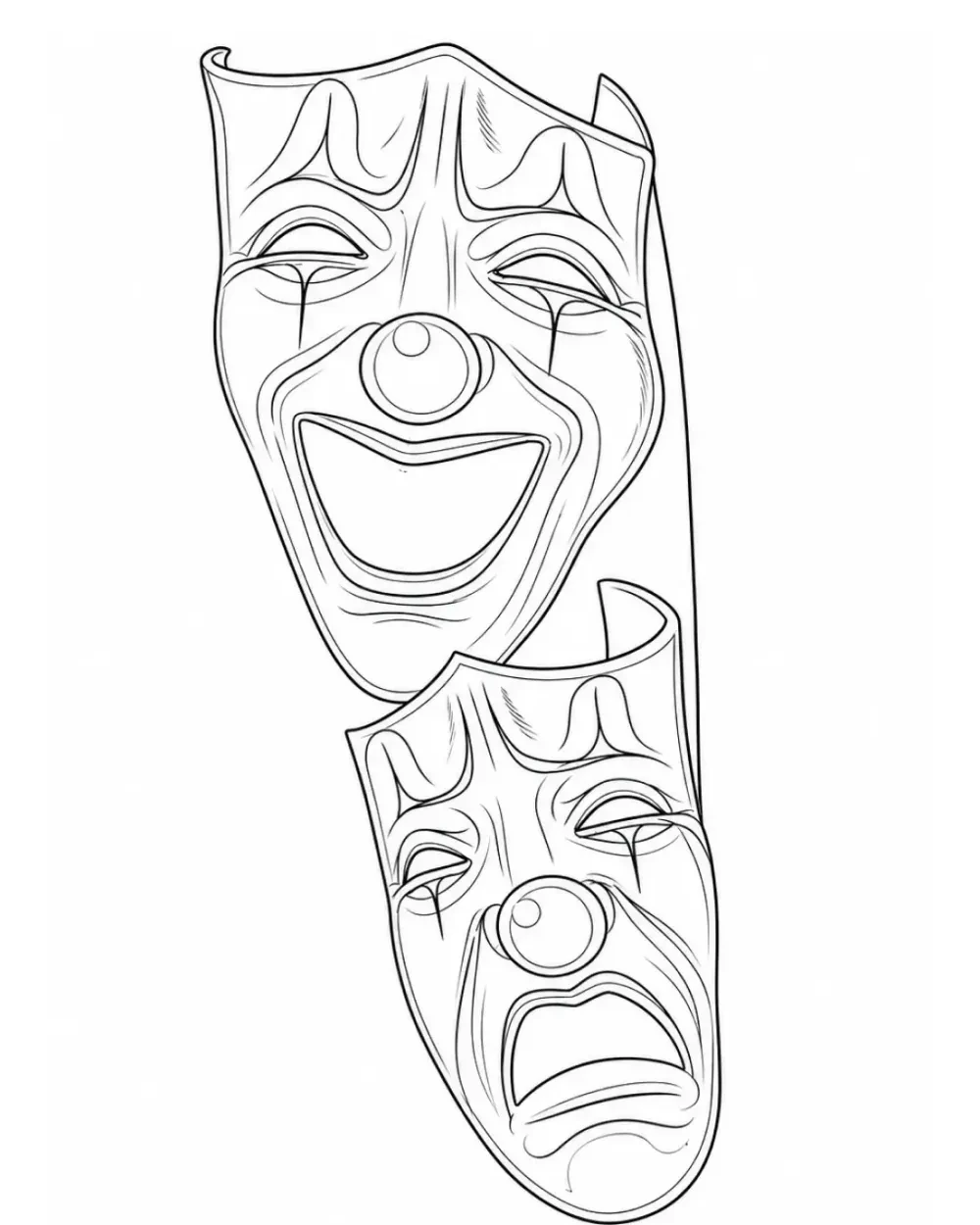 Clown drama masks alternate styling tattoo stencil example