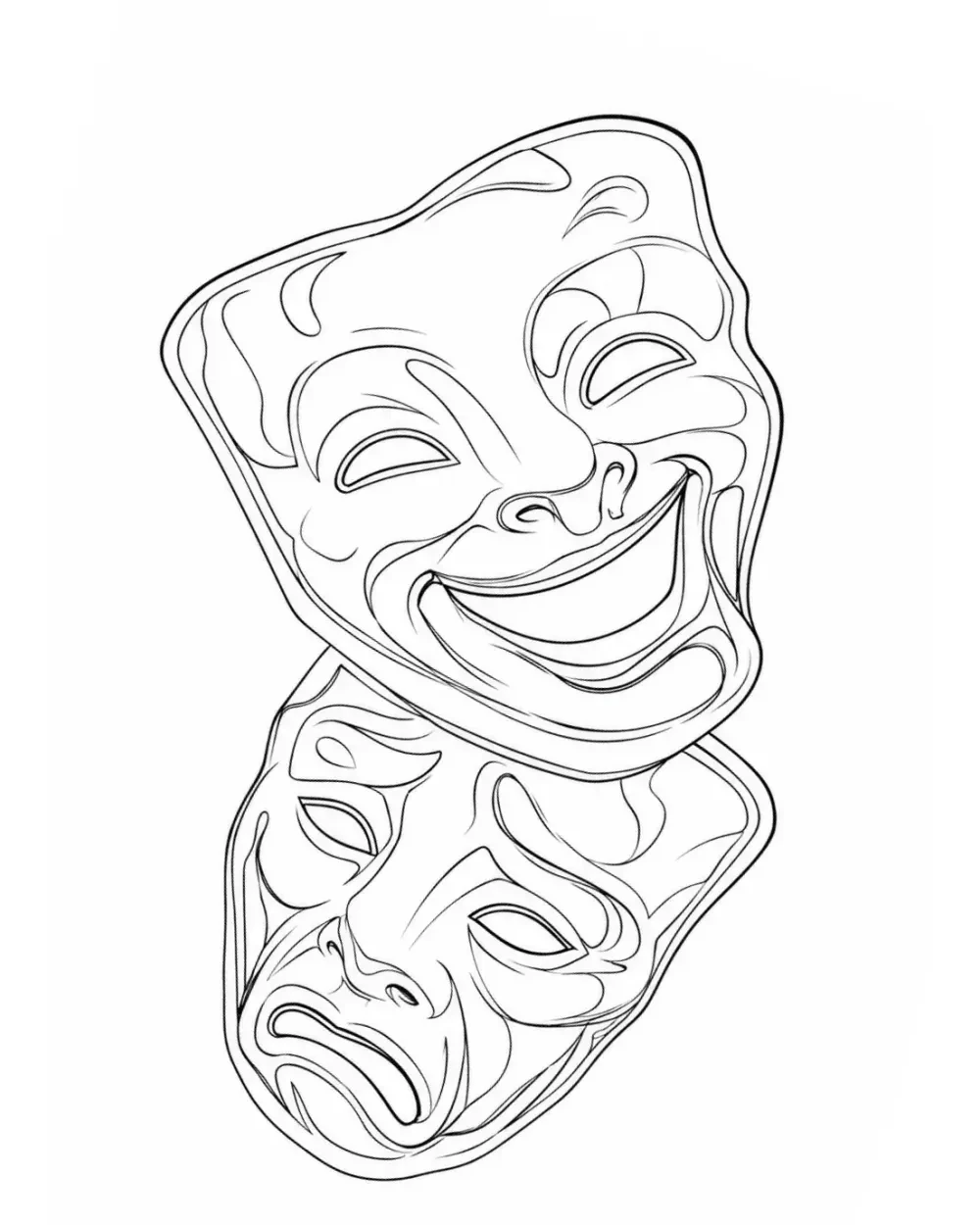 Traditional Thalia and Melpomene masks tattoo stencil example