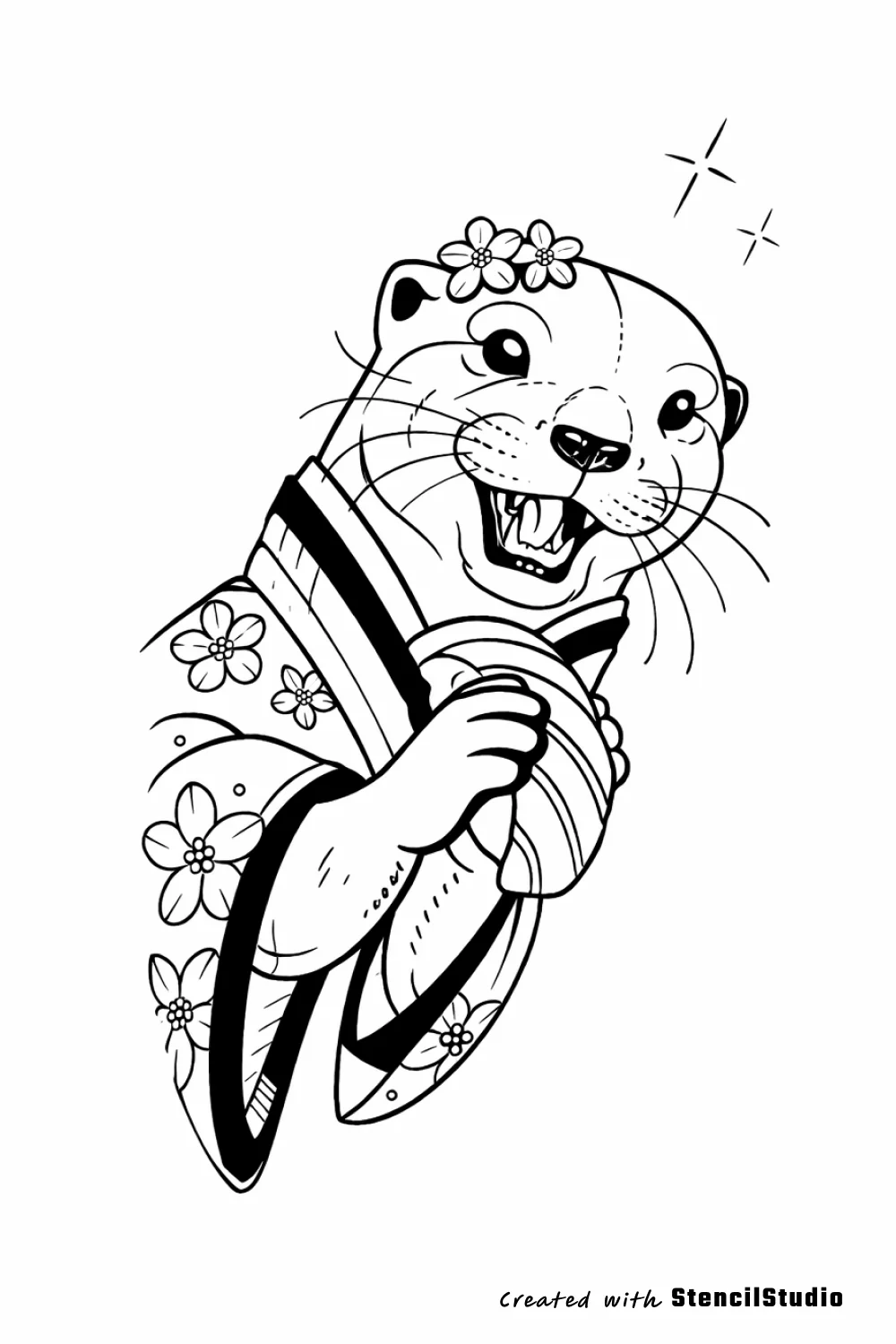 otter tattoo stencil example