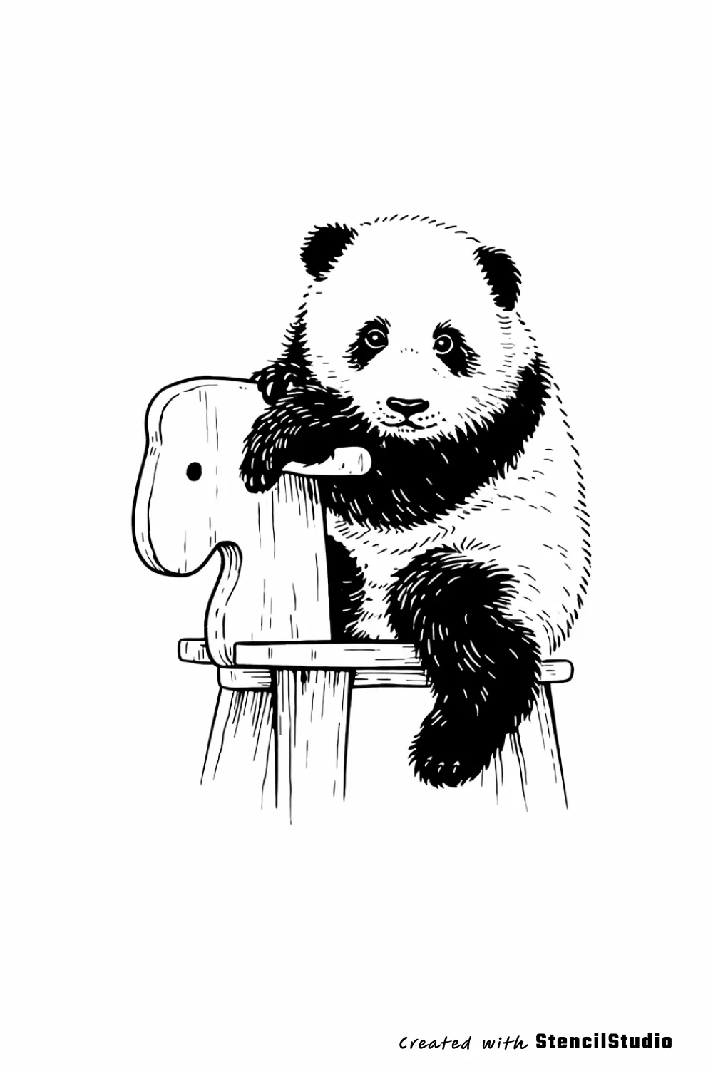 panda tattoo stencil example