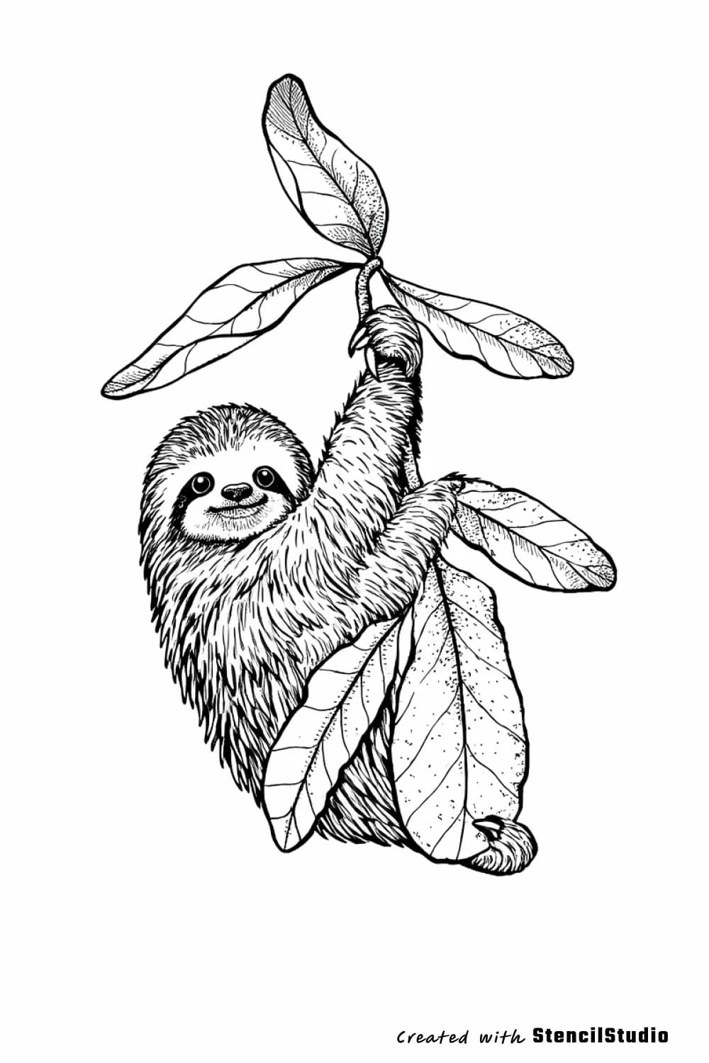 sloth tattoo stencil example
