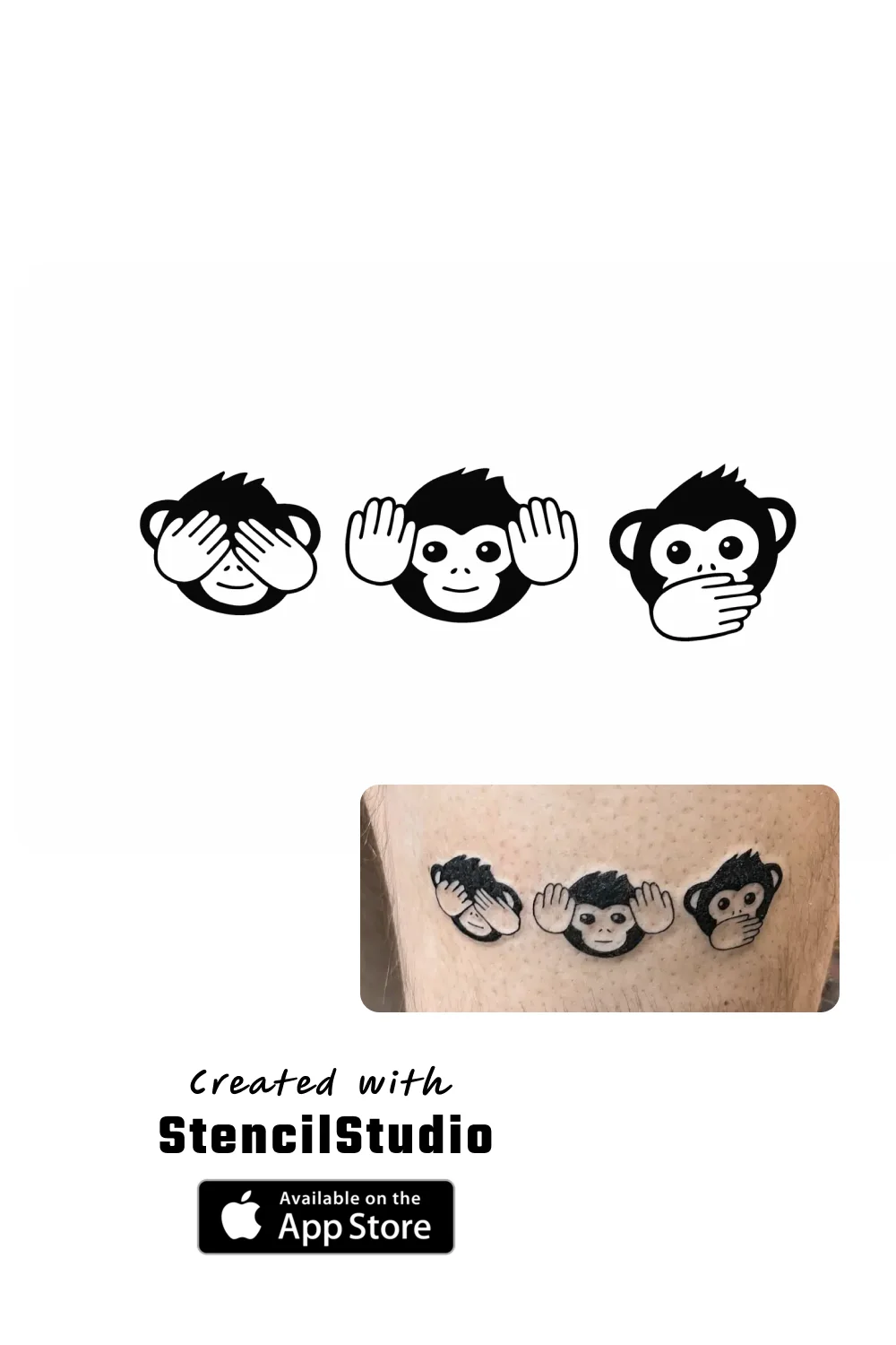monkey emoji tattoo stencil example