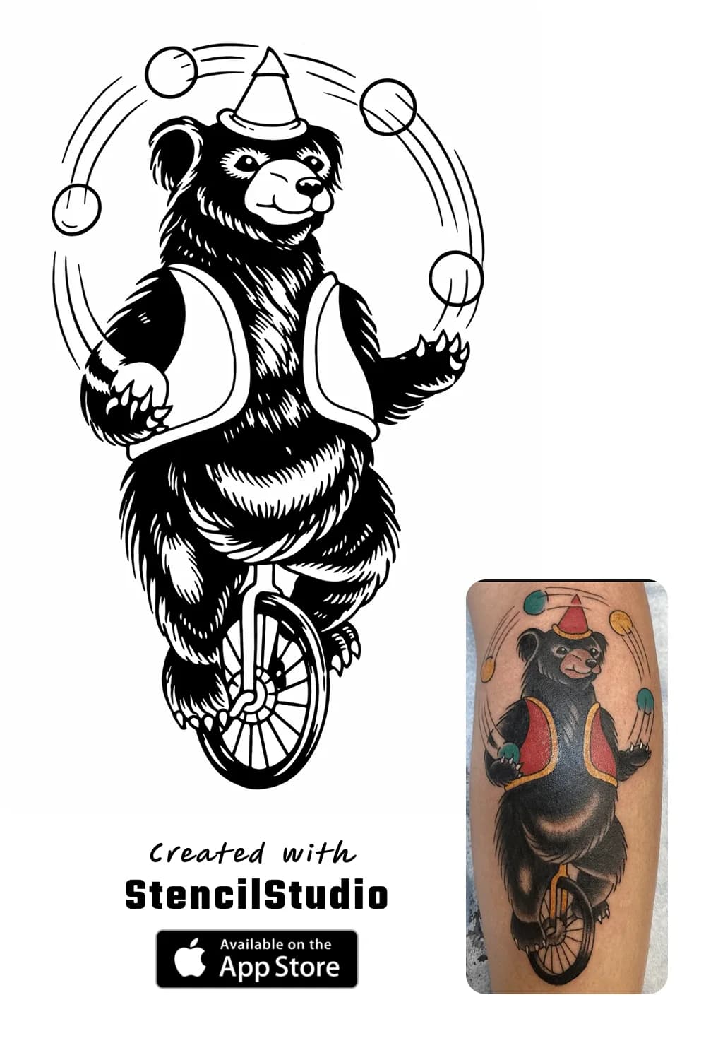 bear tattoo stencil example