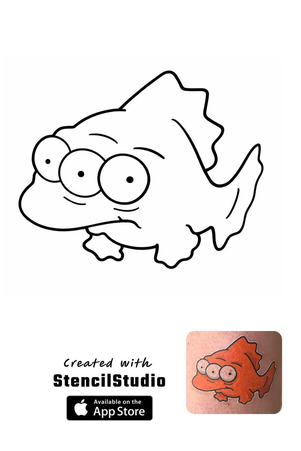 cartoon fish tattoo stencil example