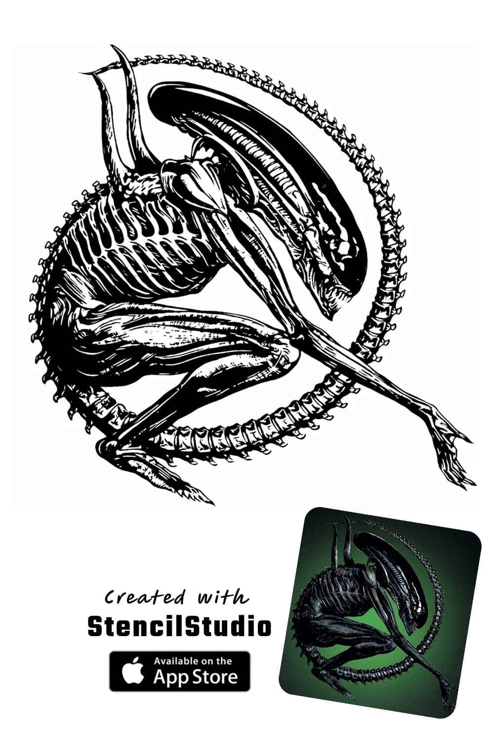 xenomorph tattoo stencil example