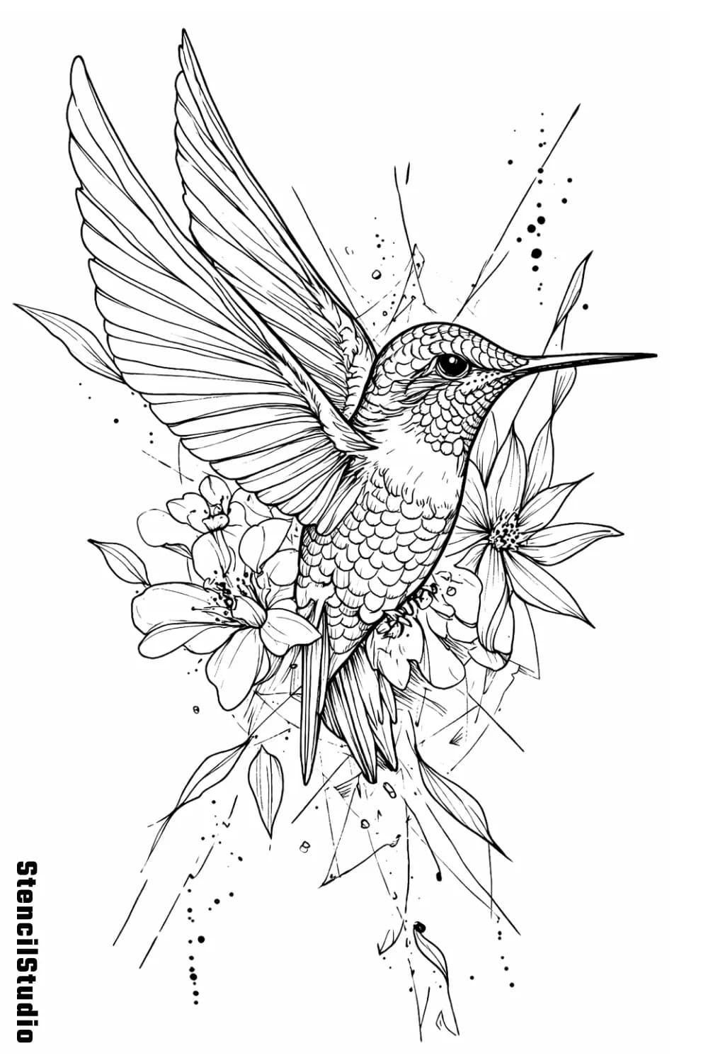 hummingbird tattoo stencil example