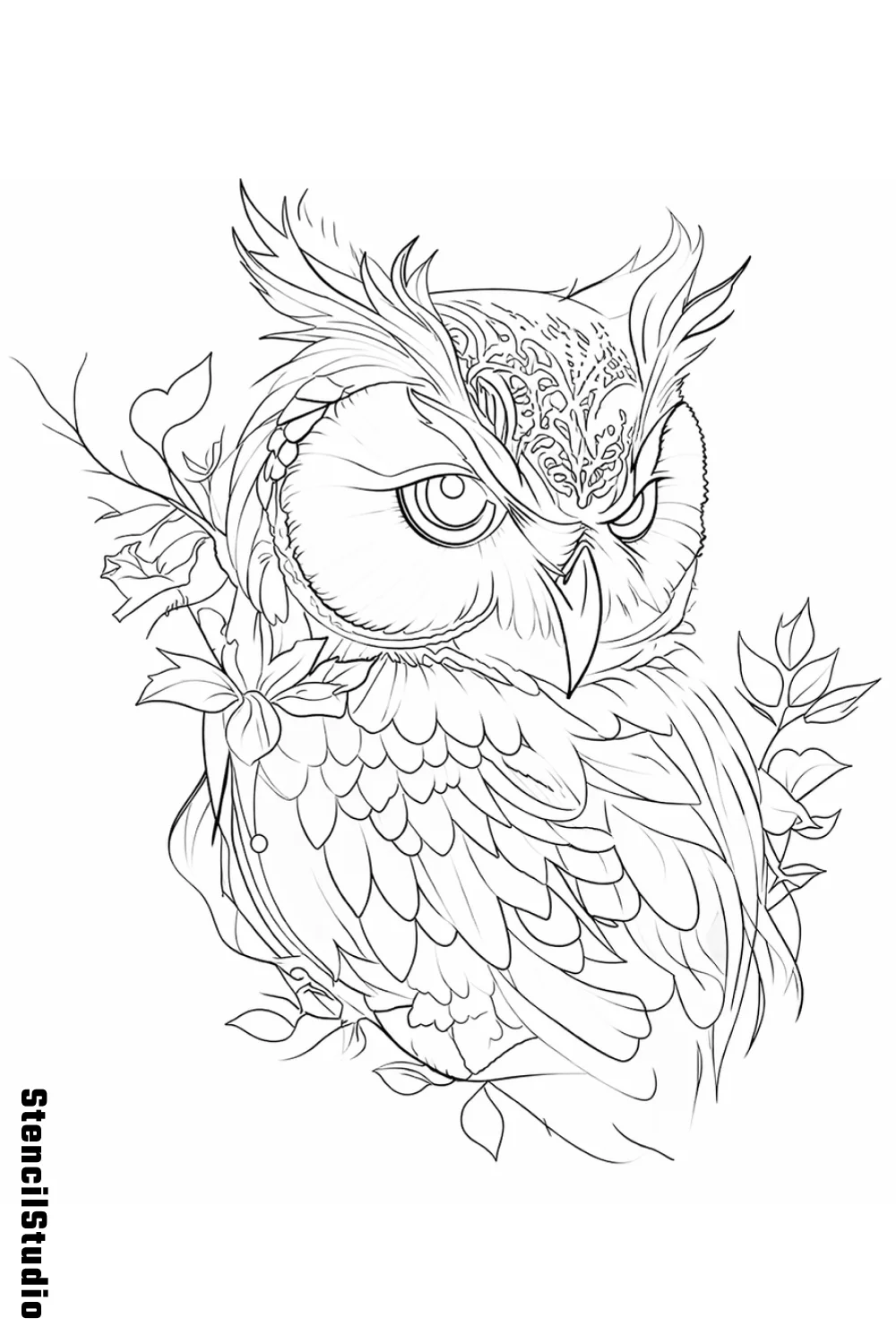 owl tattoo stencil example