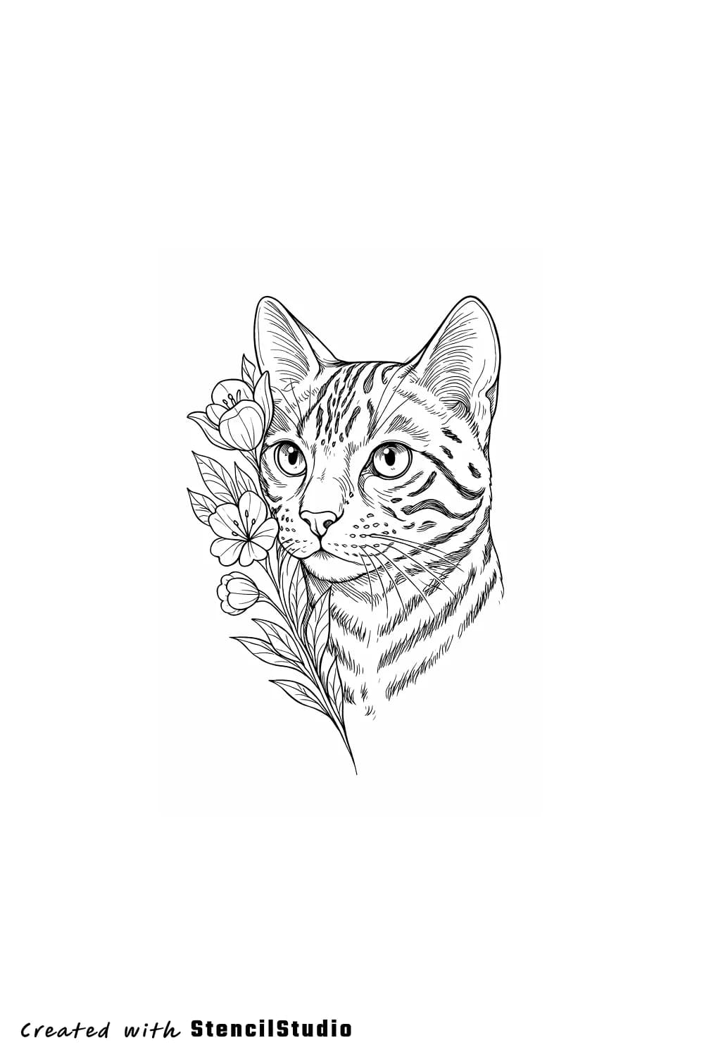 cat tattoo stencil example
