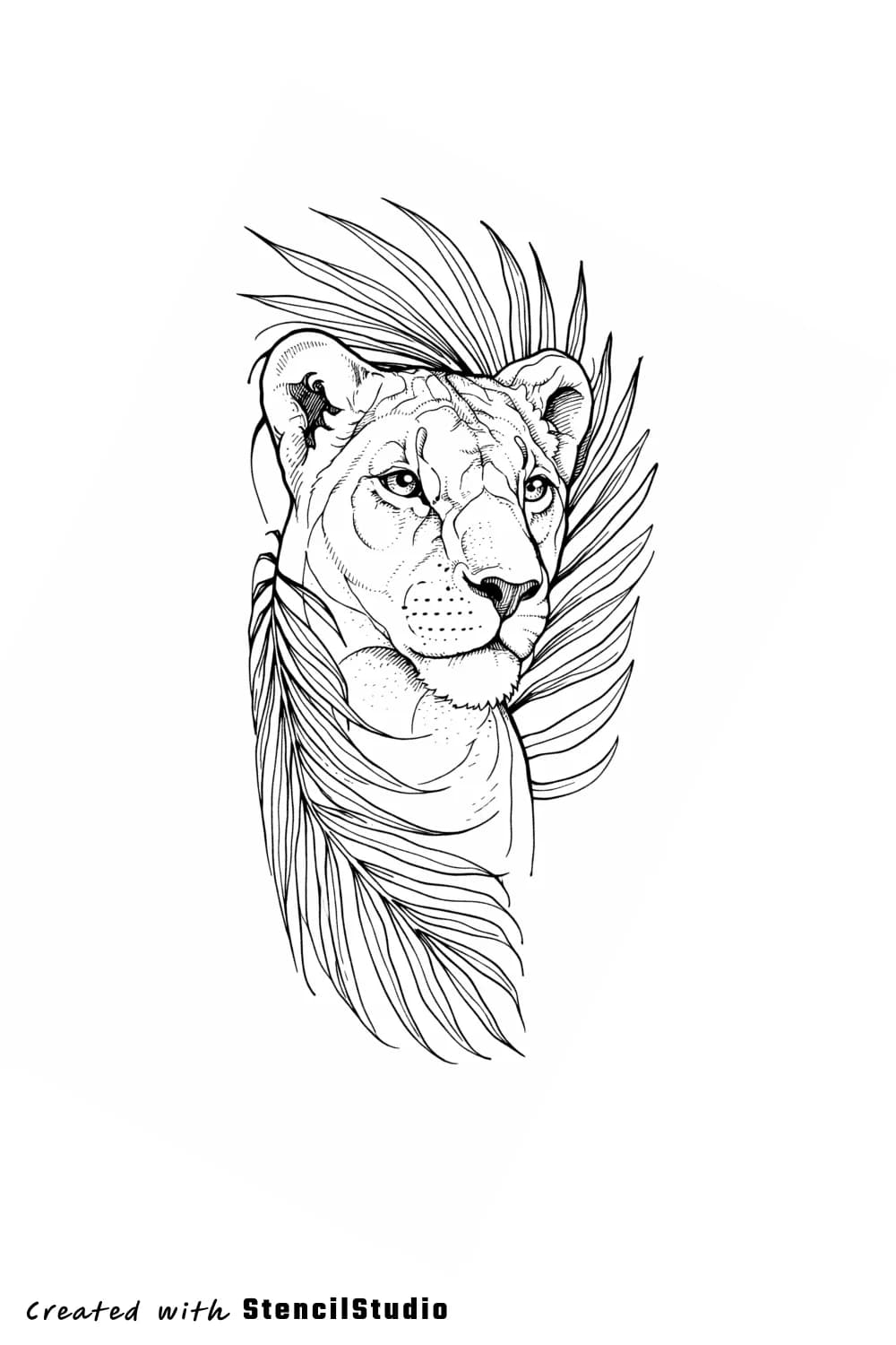 lioness tattoo stencil example
