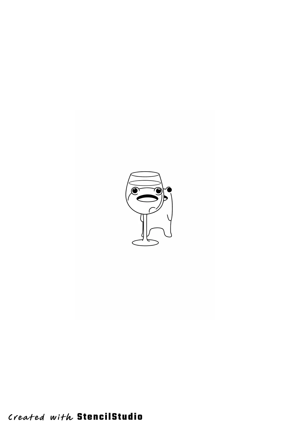 Frog behind wine glass tattoo stencil example