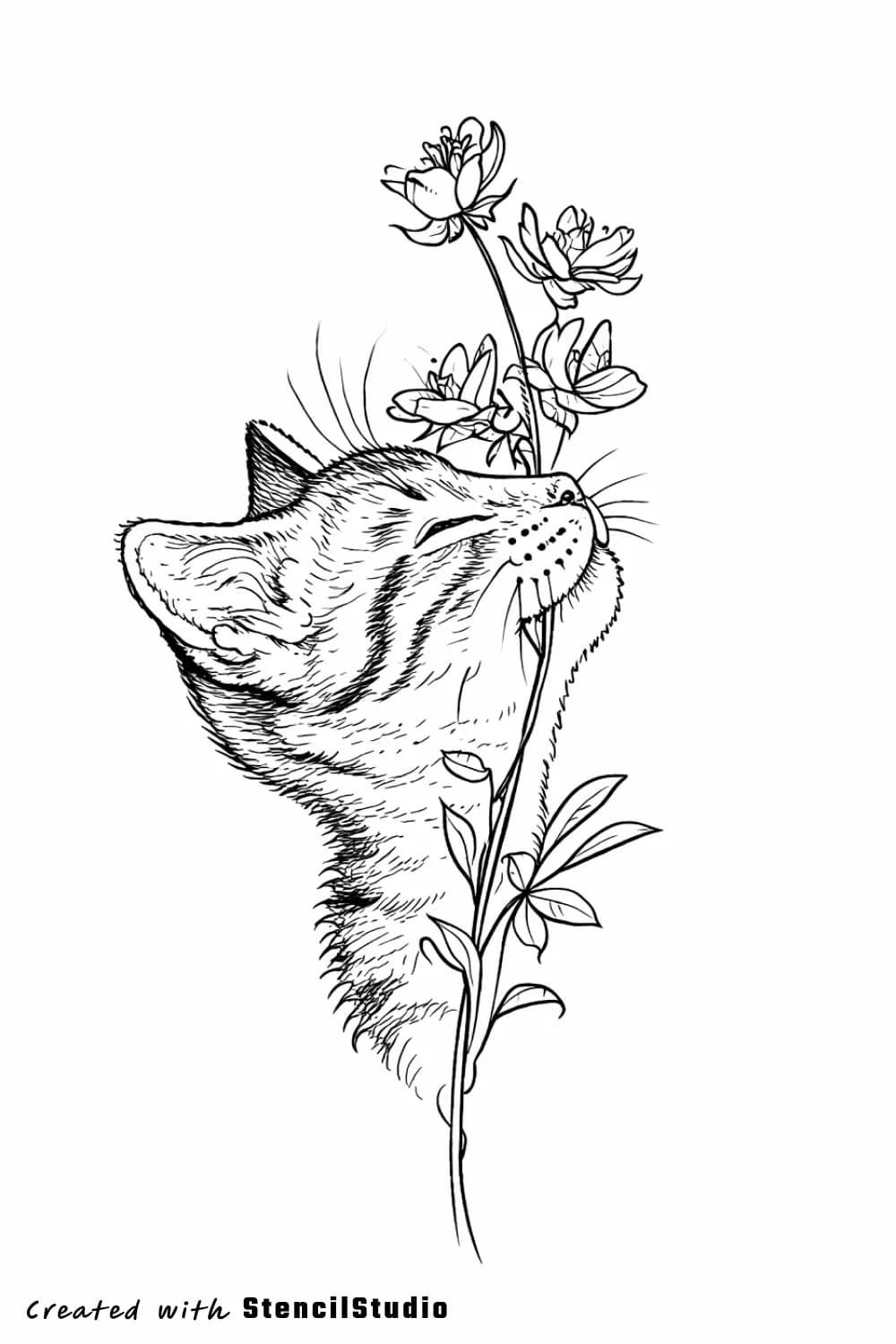cat tattoo stencil example