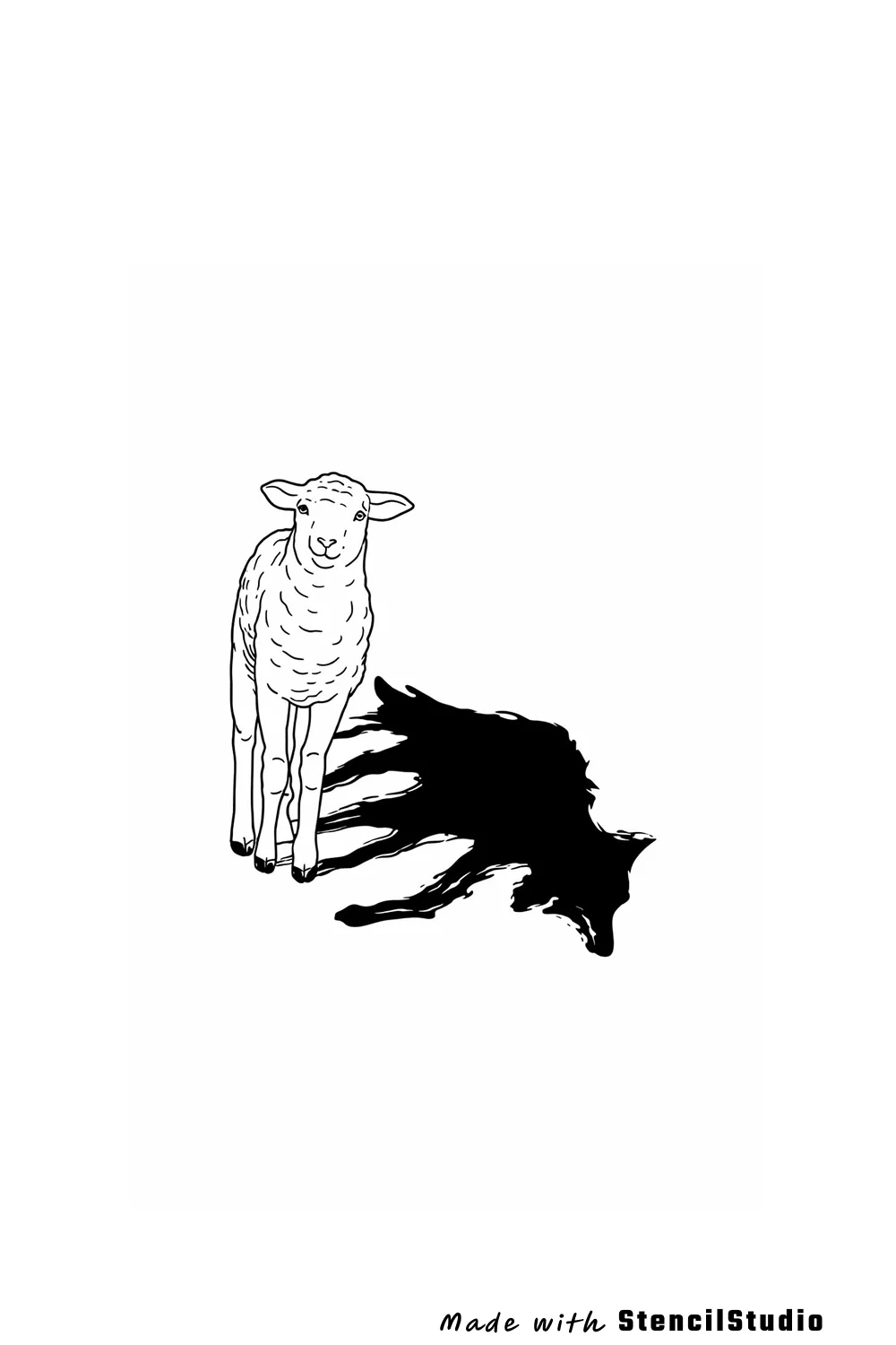 sheep with wolf shadow tattoo stencil example