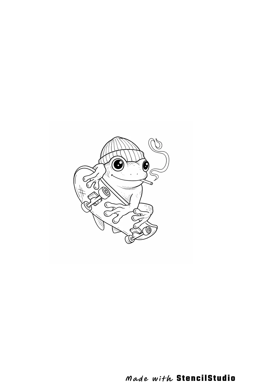 frog on skateboard tattoo stencil example