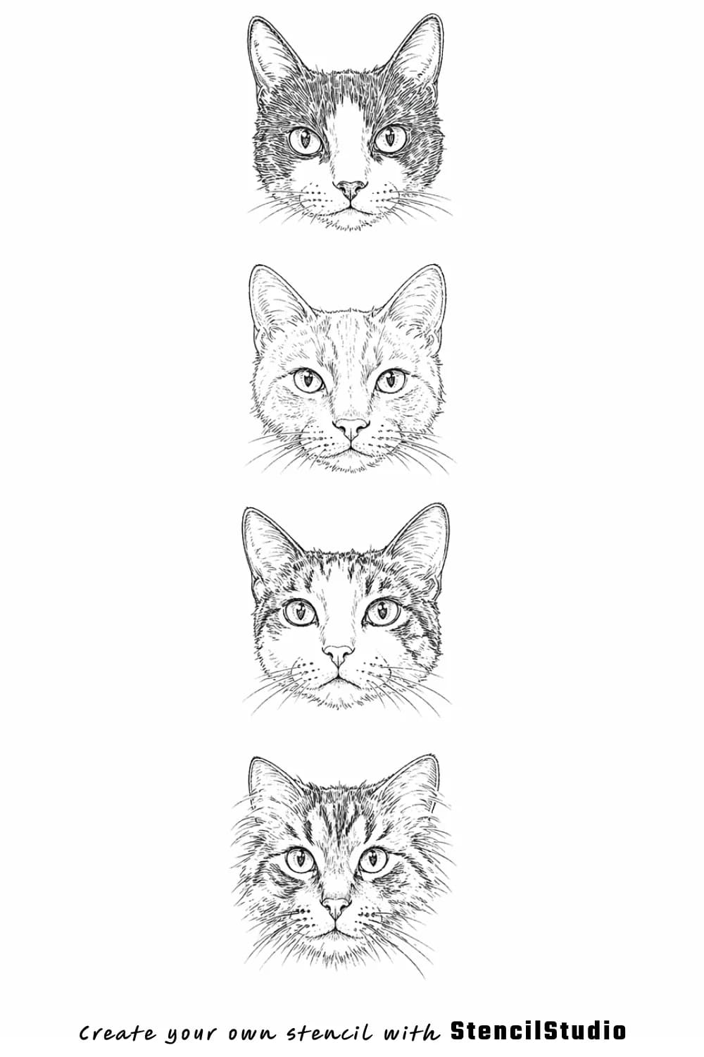 cat face sheet tattoo stencil example