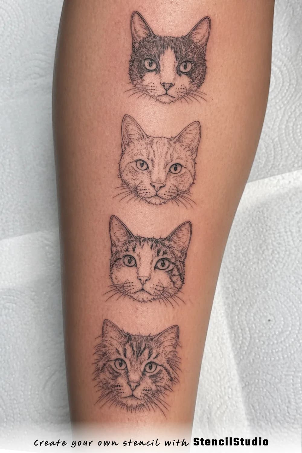 cat face sheet tattoo stencil example