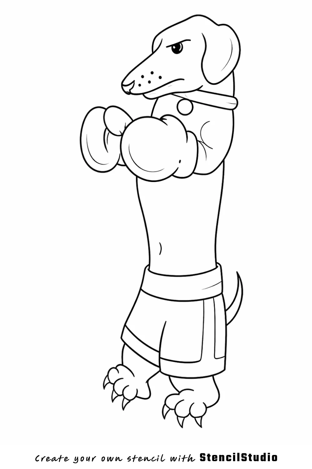 boxer dog portrait tattoo stencil example