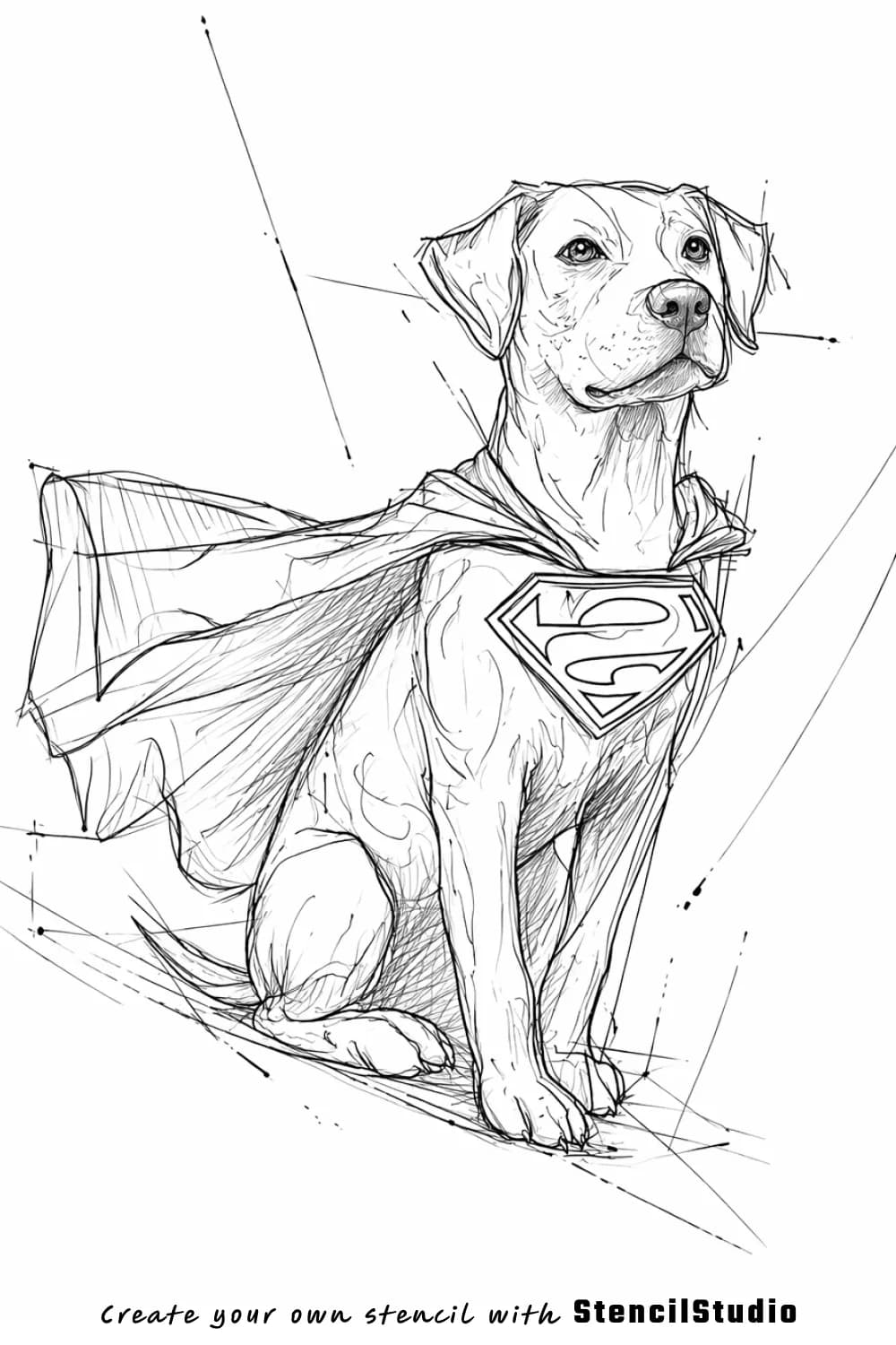 superhero dog tattoo stencil example