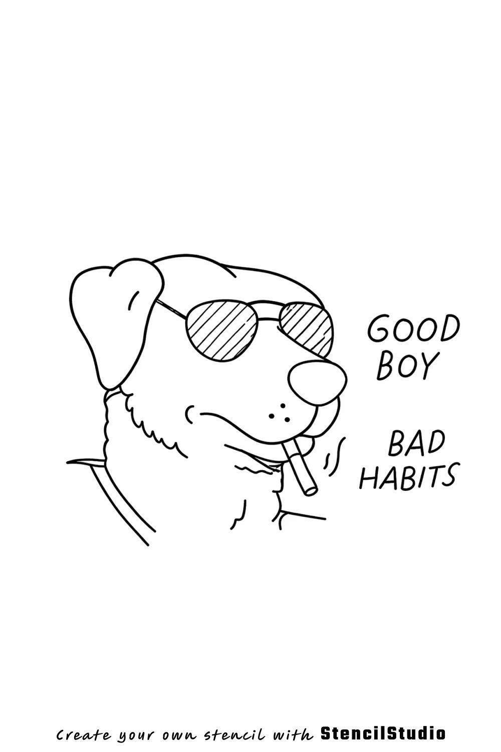 Cool dog with slogan tattoo stencil example