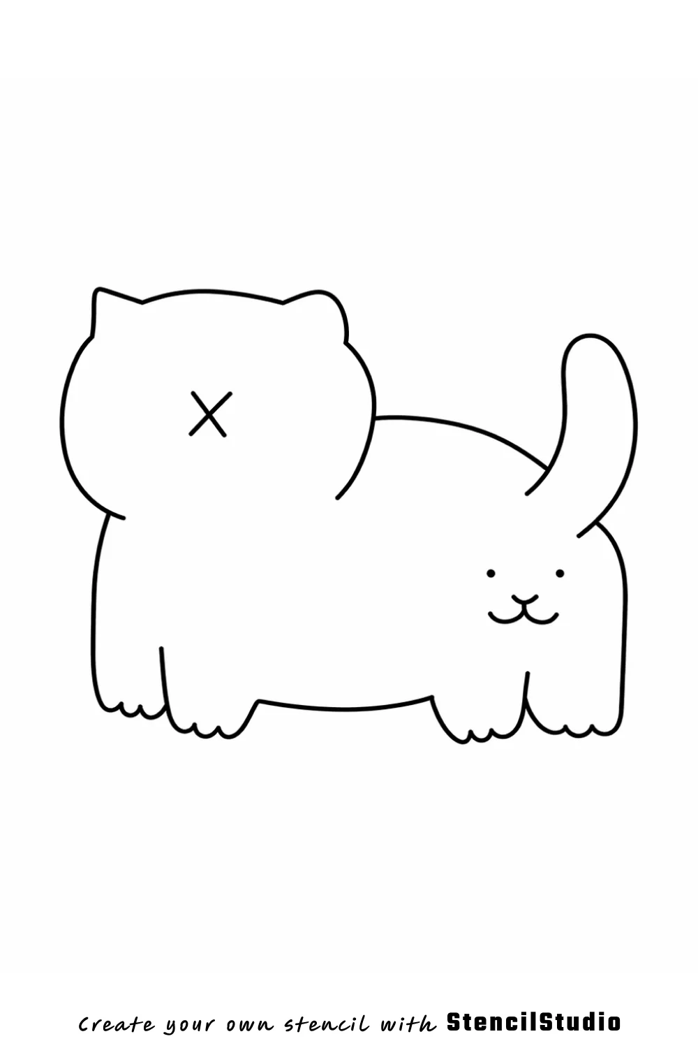 double-faced cat tattoo stencil example