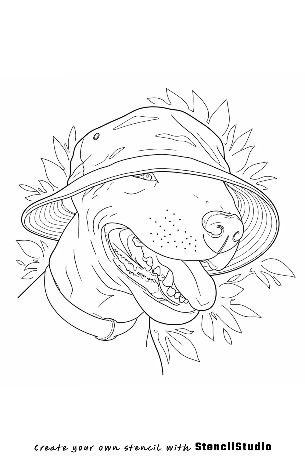 dog with mushroom hat tattoo stencil example