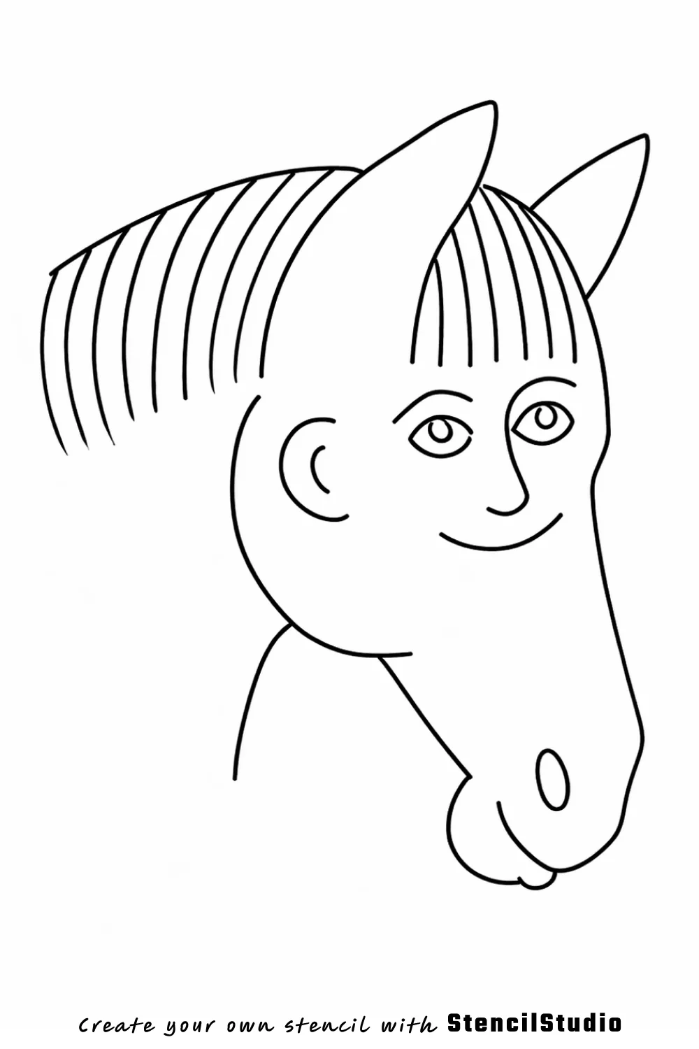 Horse head with human face hybrid tattoo stencil example