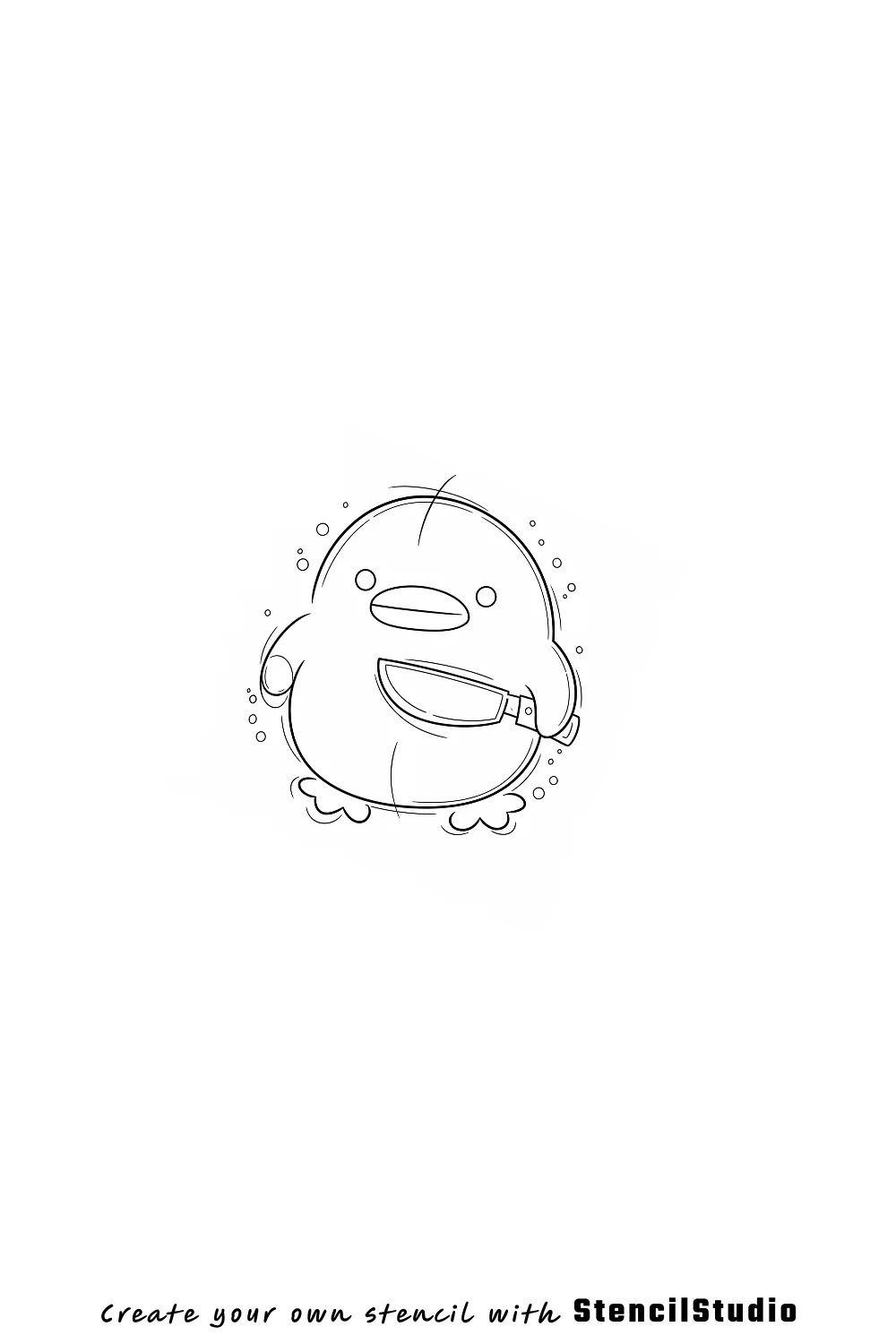 Round bird with chef knife tattoo stencil example