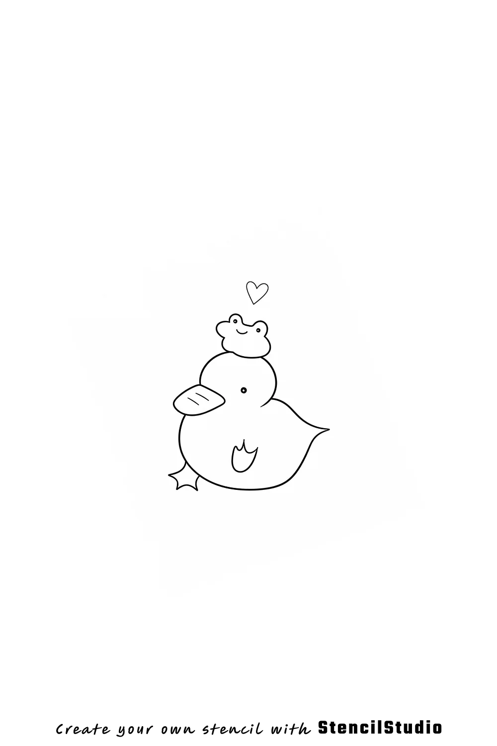 Rubber duck with frog and heart tattoo stencil example