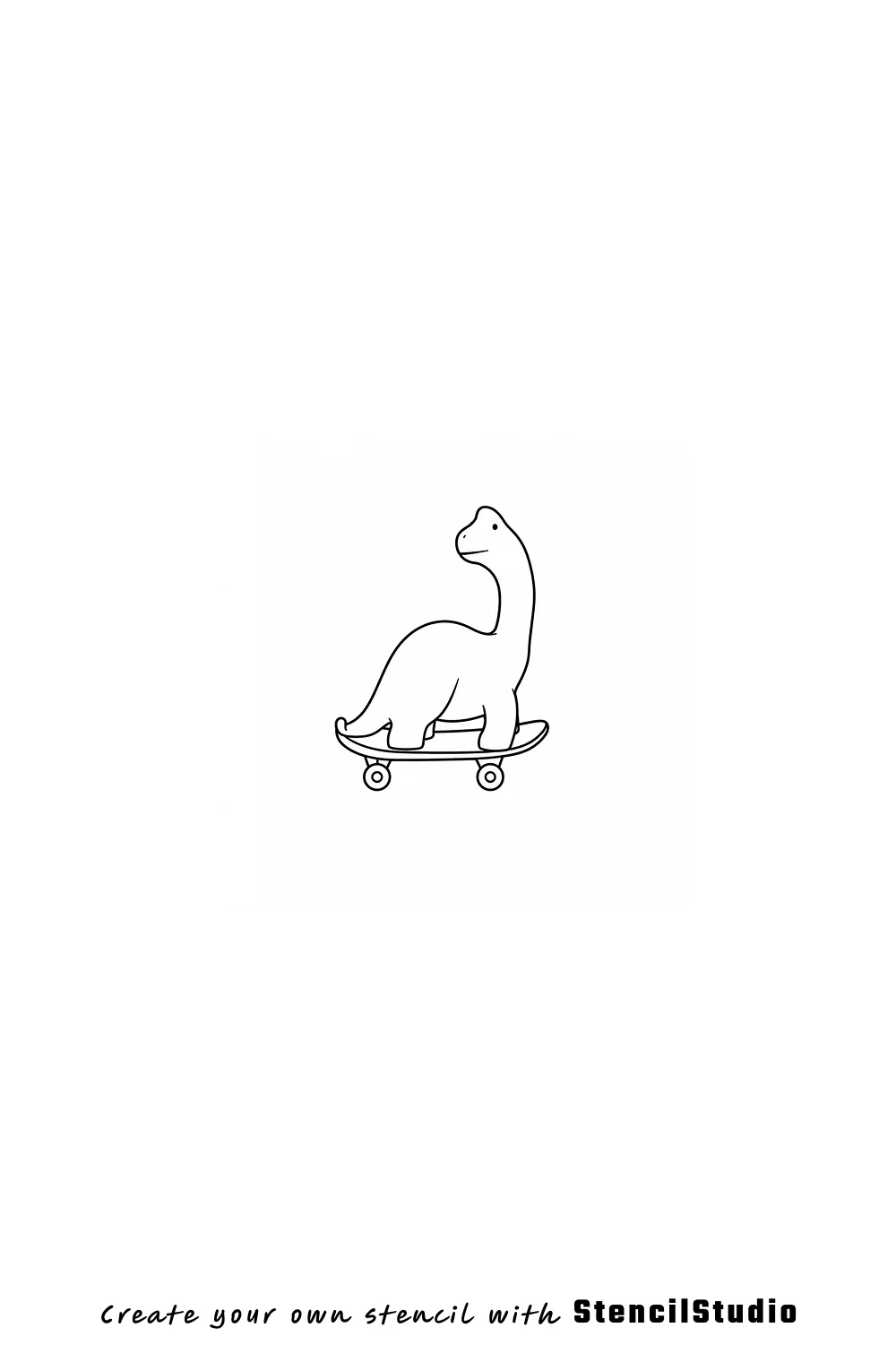 Long-neck dinosaur on skateboard tattoo stencil example