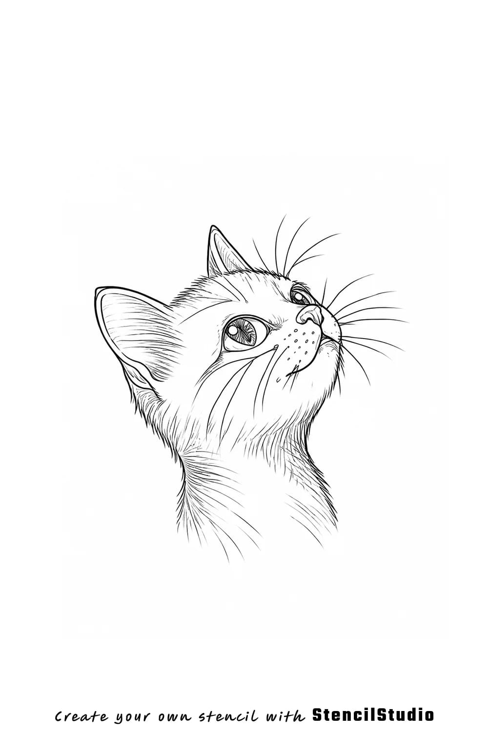 kitten portrait tattoo stencil example