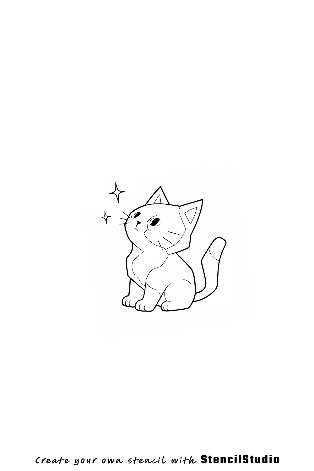 kitten and stars tattoo stencil example