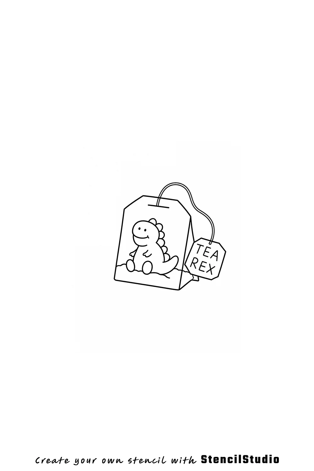tea rex pun tattoo stencil example