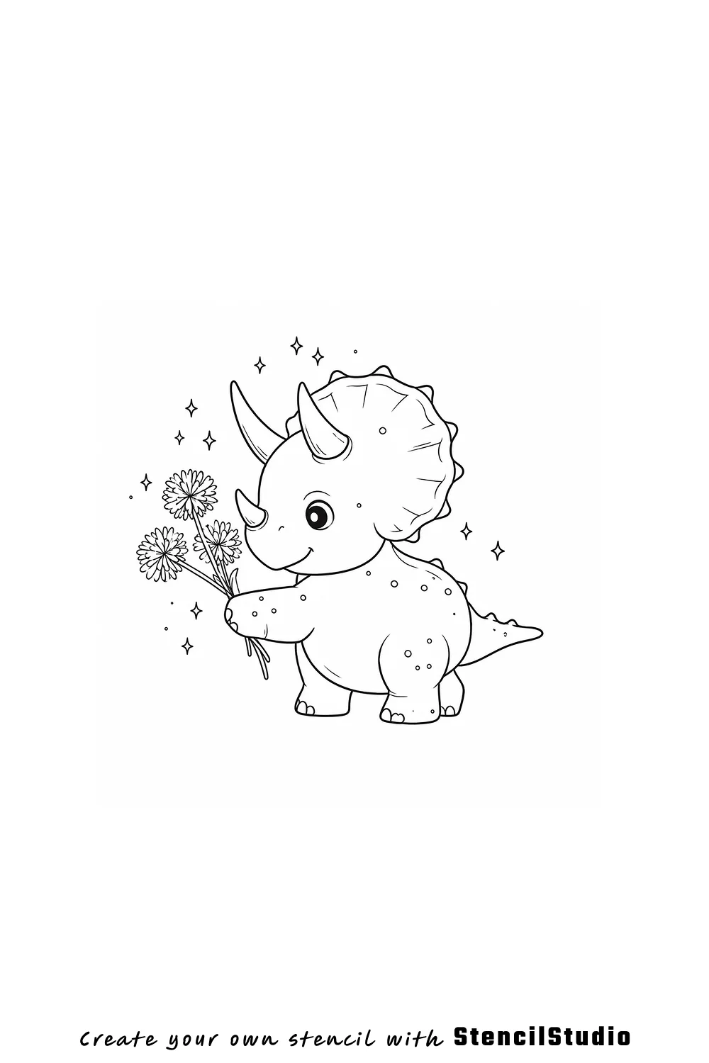 cute triceratops tattoo stencil example